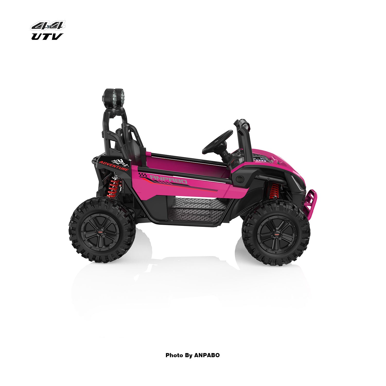 24V APBODirect Terrain Ride-On Buggy-UTV with Remote-Rose Red