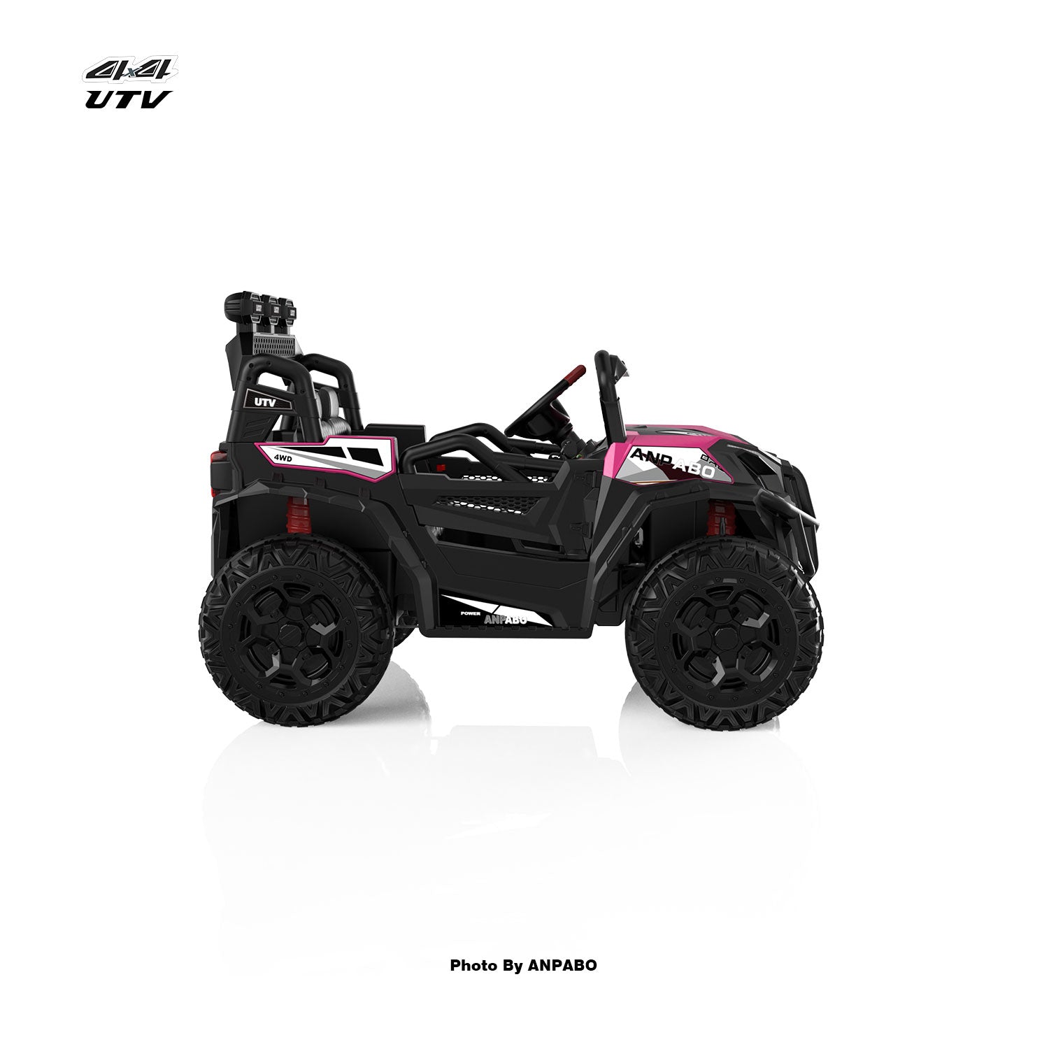 24V APBODirect Terrain Ride-On Buggy with Remote-Max-R 24V 4WD UTV -rose red