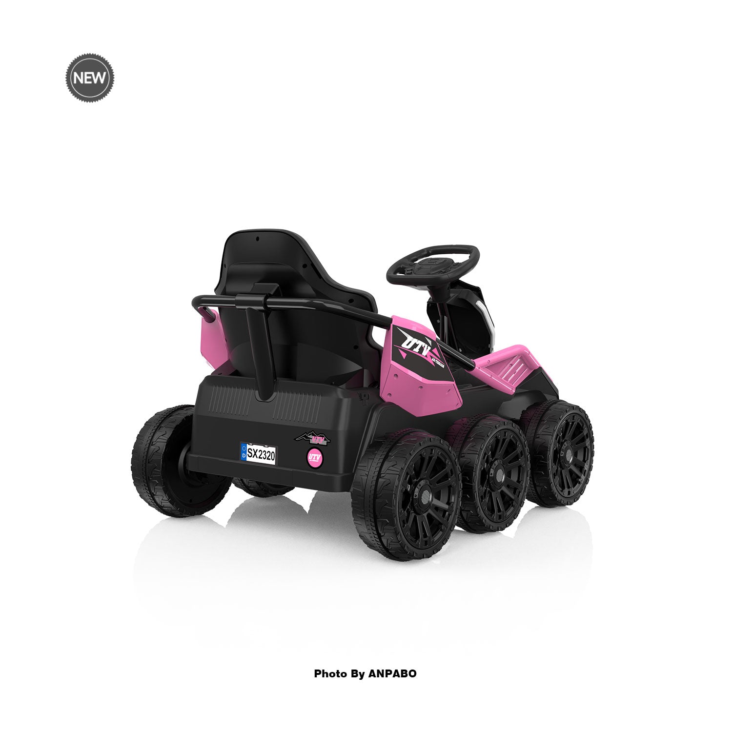 24V Kids Ride-On: 4WD, 17" Seat, Remote, Bluetooth Music, 5MPH-pink