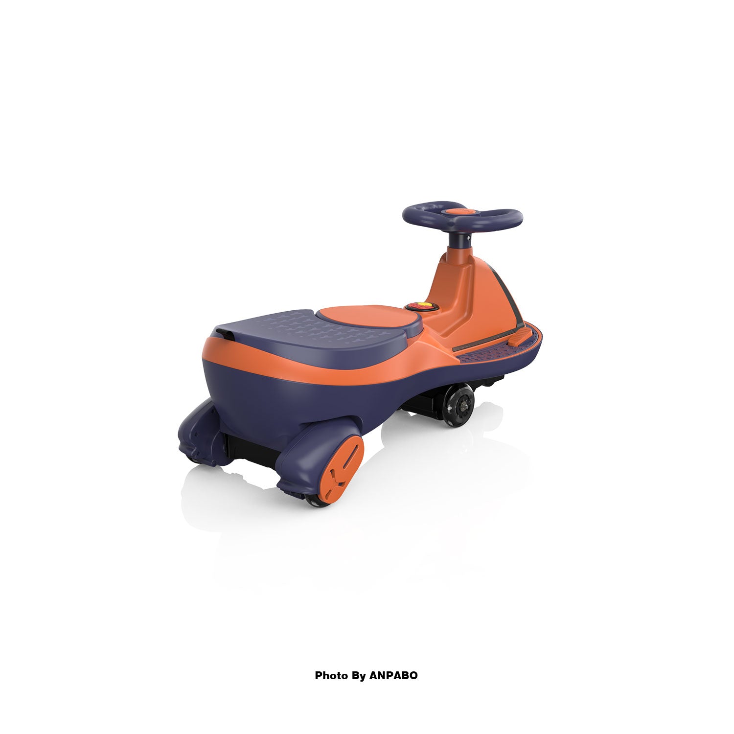 ANPABO 12V Electric Wiggle Car for Kids with LED Screen-Lights & Music-orange