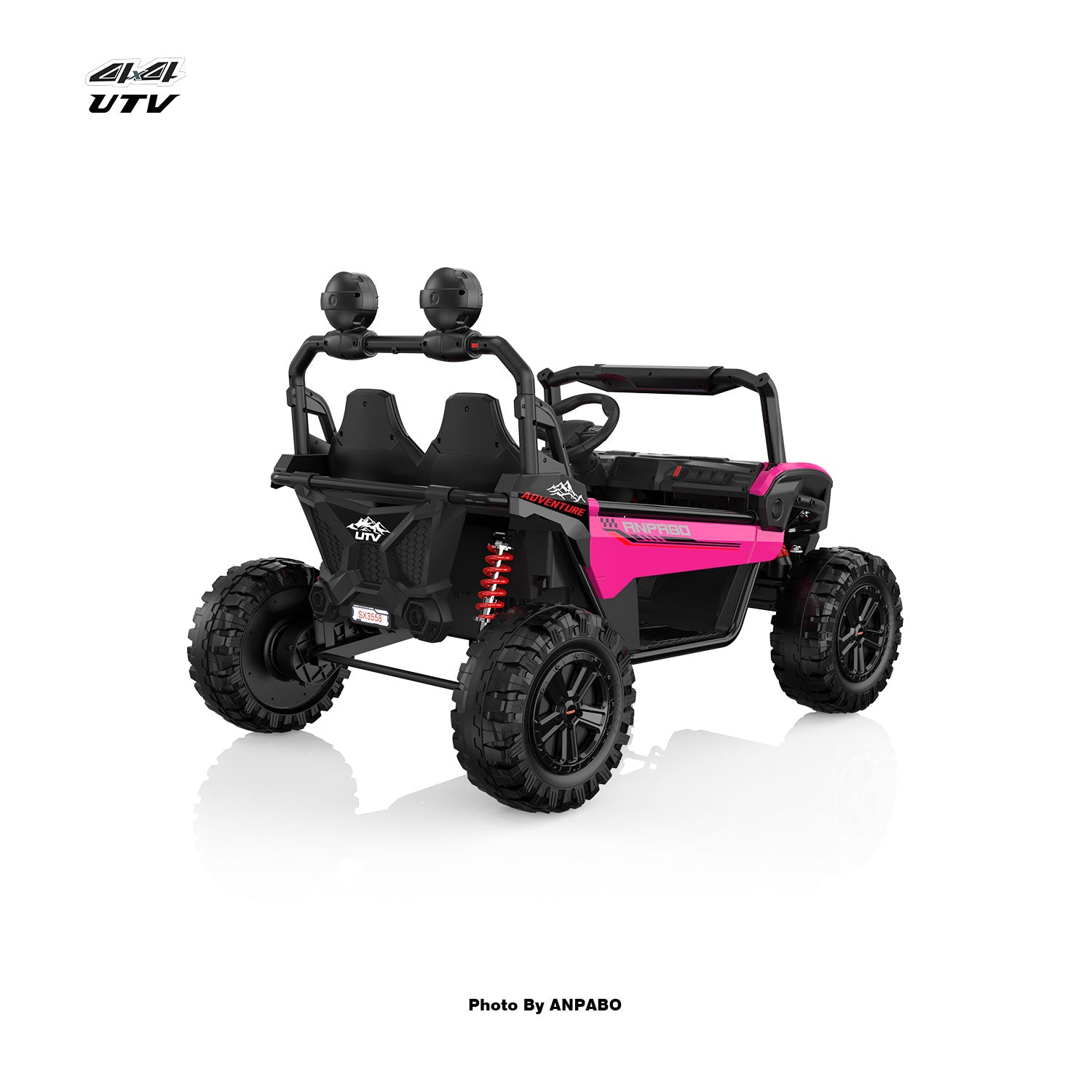 24V APBODirect Terrain Ride-On Buggy-UTV with Remote-Rose Red