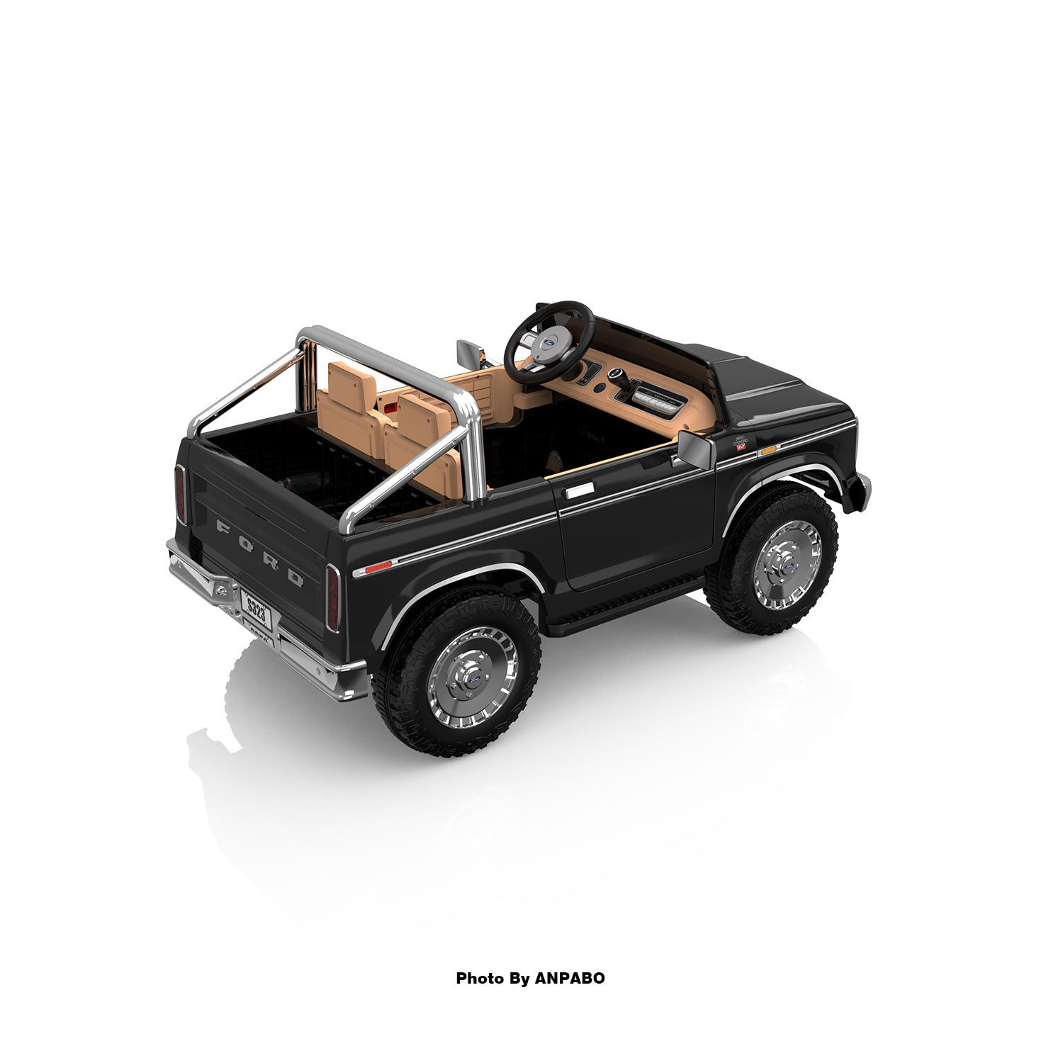 24V Classic Ford Bronco: black Retro Legend, Ready for Dual Adventures-black