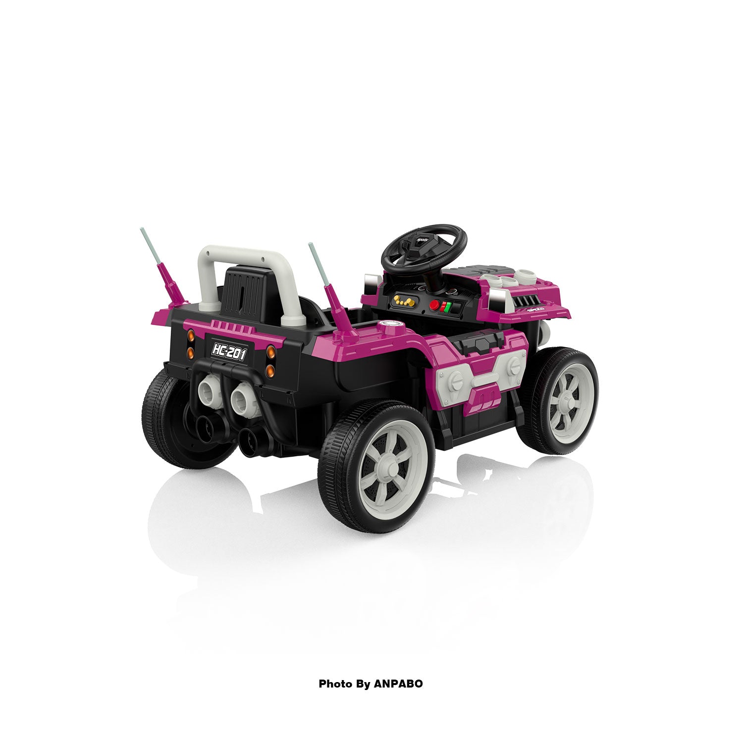 ANPABO Blue 12V Ride-On Car for Ages 2-5 RC, Music, Safety Features-rose red