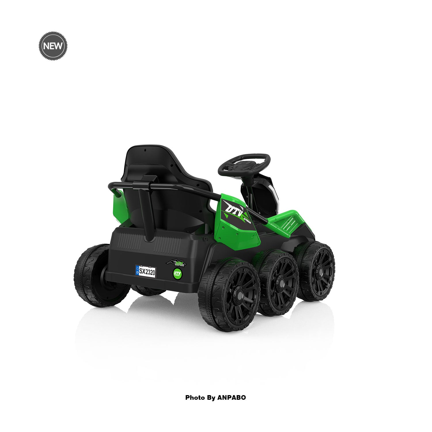 24V Kids Ride-On: 4WD, 17" Seat, Remote, Bluetooth Music, 5MPH-green