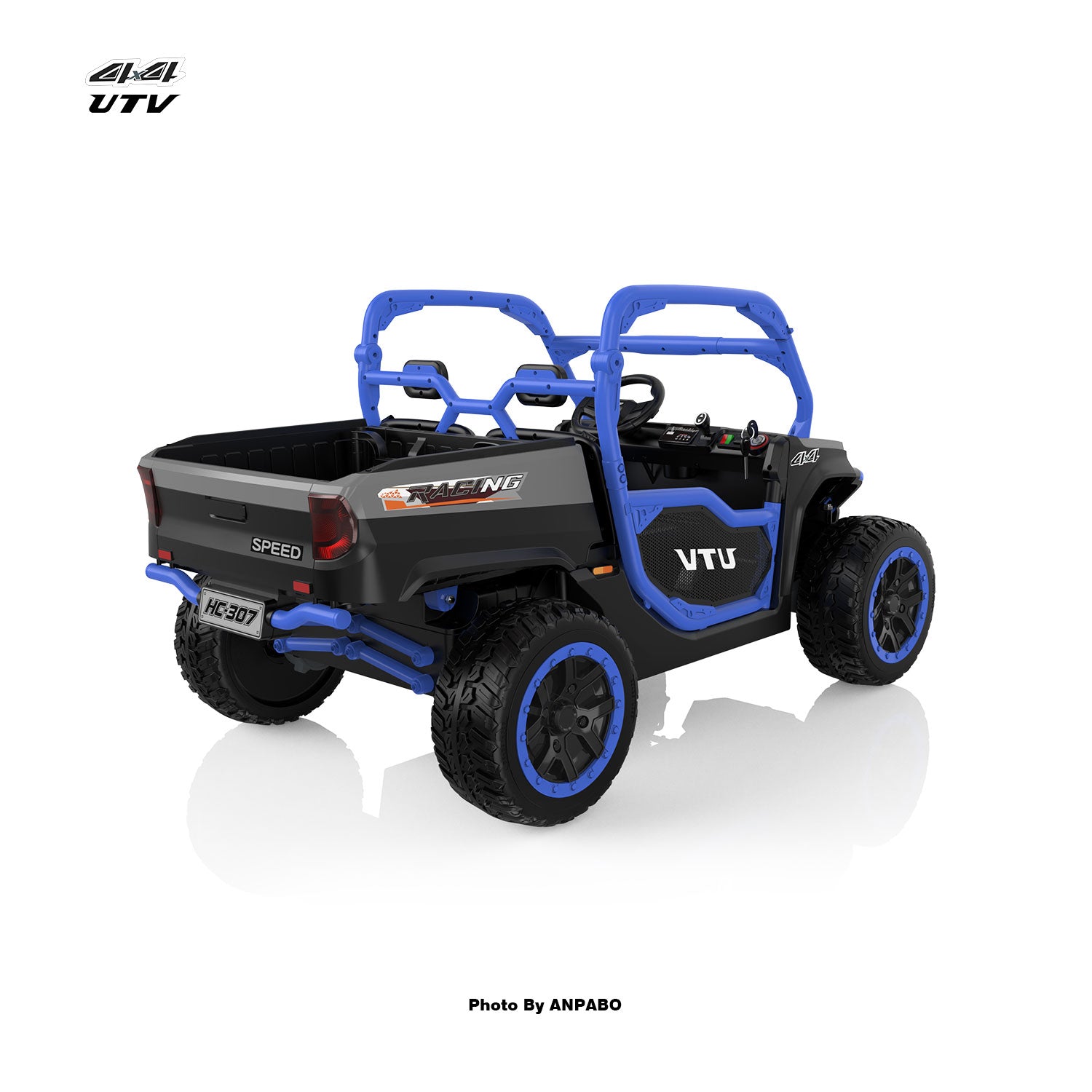 24V All-in-One Utility Ride-On: 4WD Dump Truck & Off-Road UTV with Remote (2-Seater)-blue