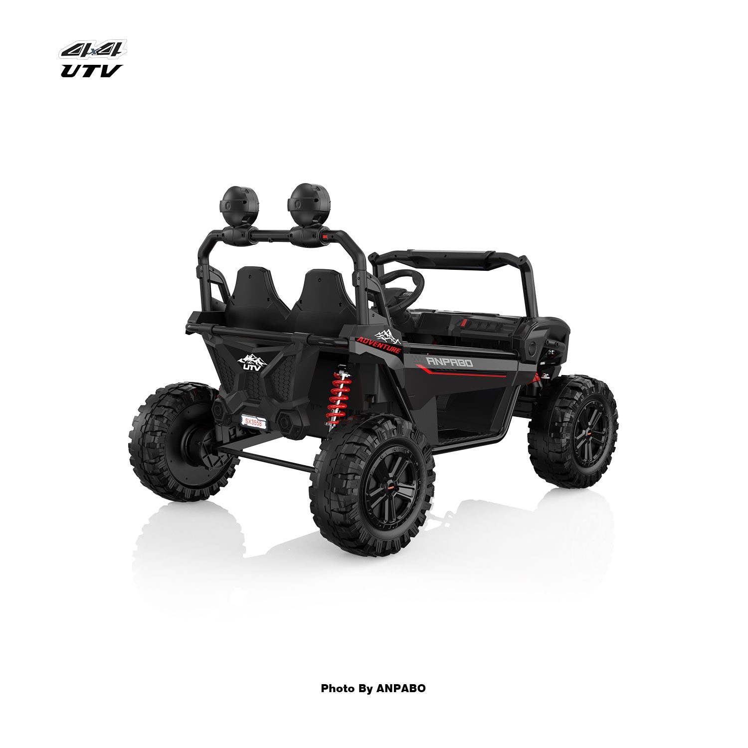 24V APBODirect Terrain Ride-On Buggy-UTV with Remote-black