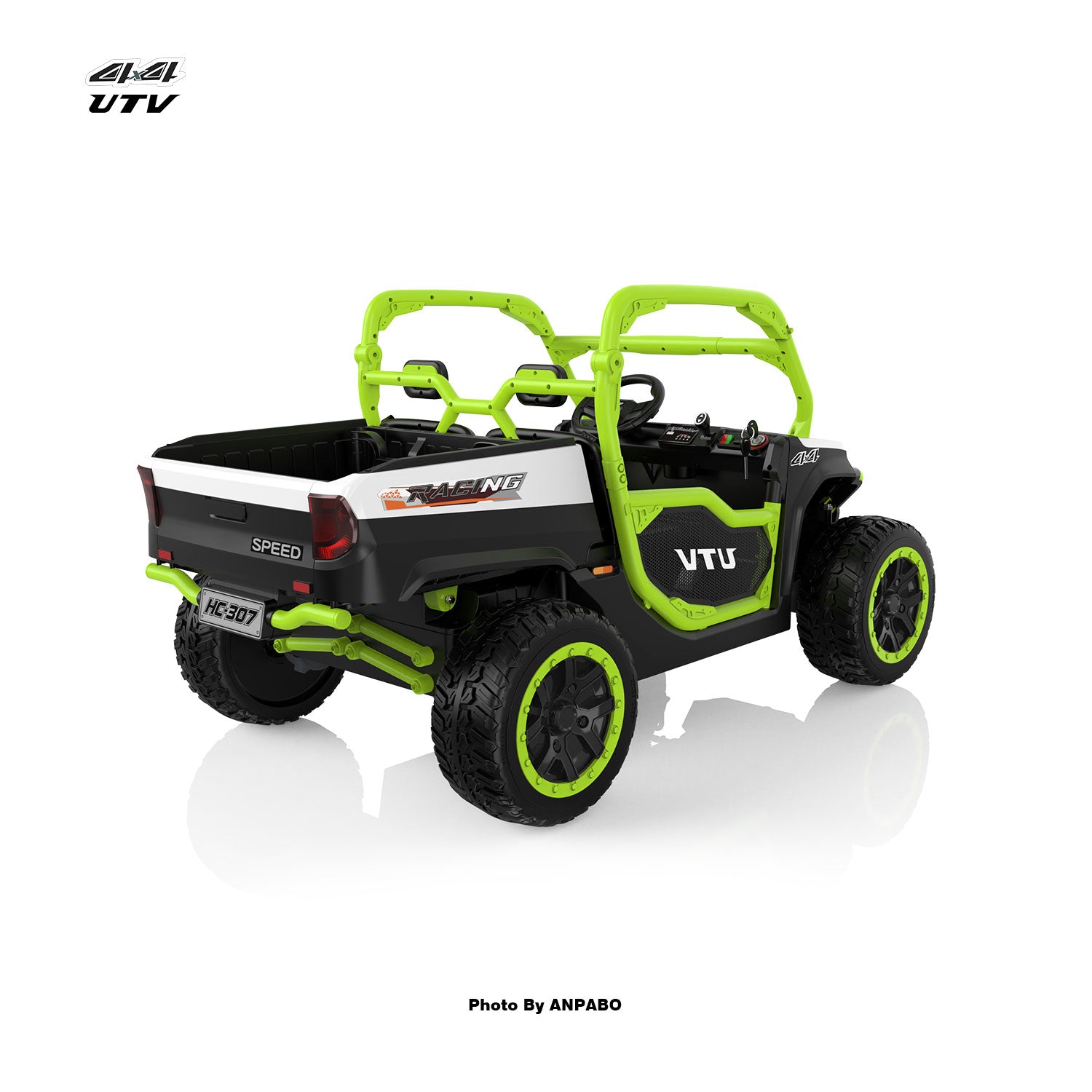 24V All-in-One Utility Ride-On: 4WD Dump Truck & Off-Road UTV with Remote (2-Seater)-green