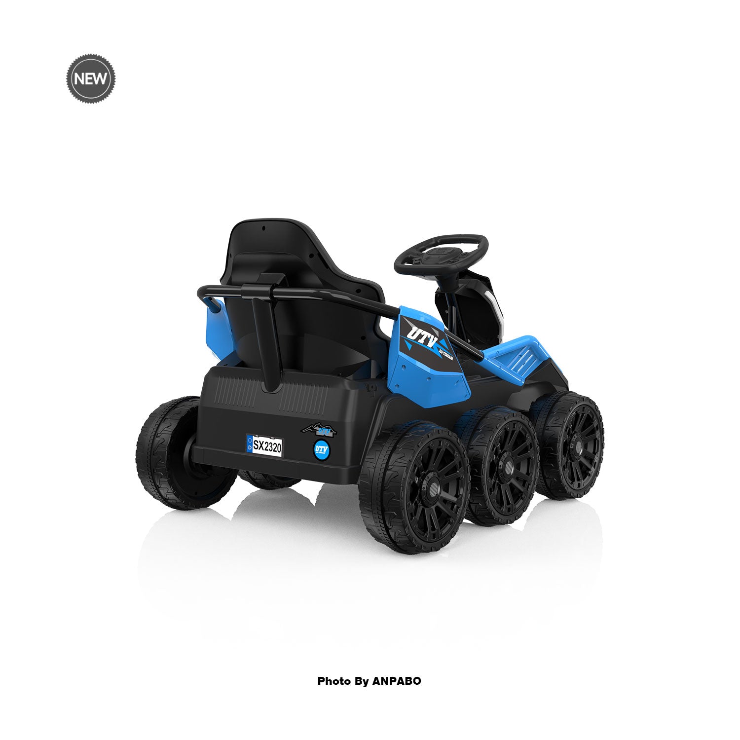 24V Kids Ride-On: 4WD, 17" Seat, Remote, Bluetooth Music, 5MPH-blue