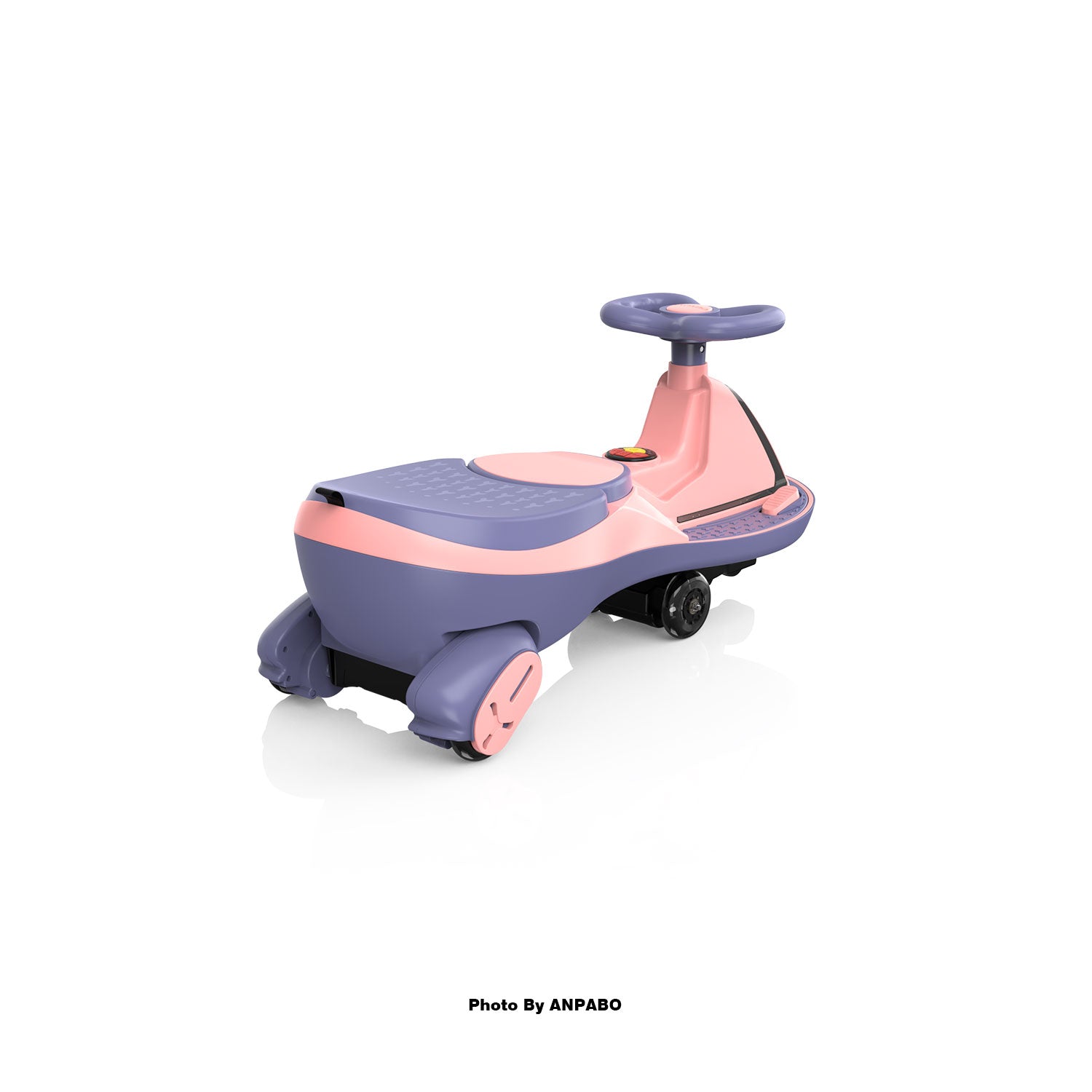 ANPABO 12V Electric Wiggle Car for Kids with LED Lights & Music-pink