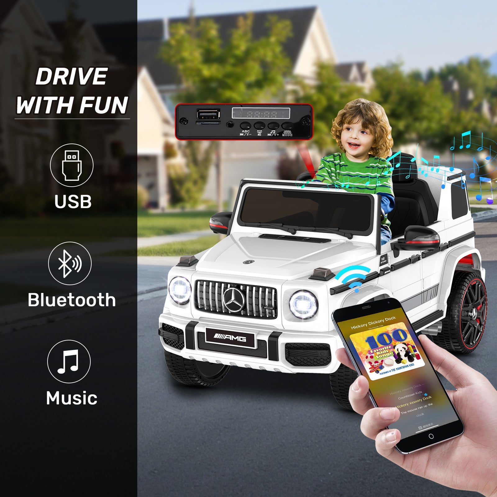 ANPABO Licensed Mercedes-Benz G63 Car 12V Ride on Car With Parent Remote Control
