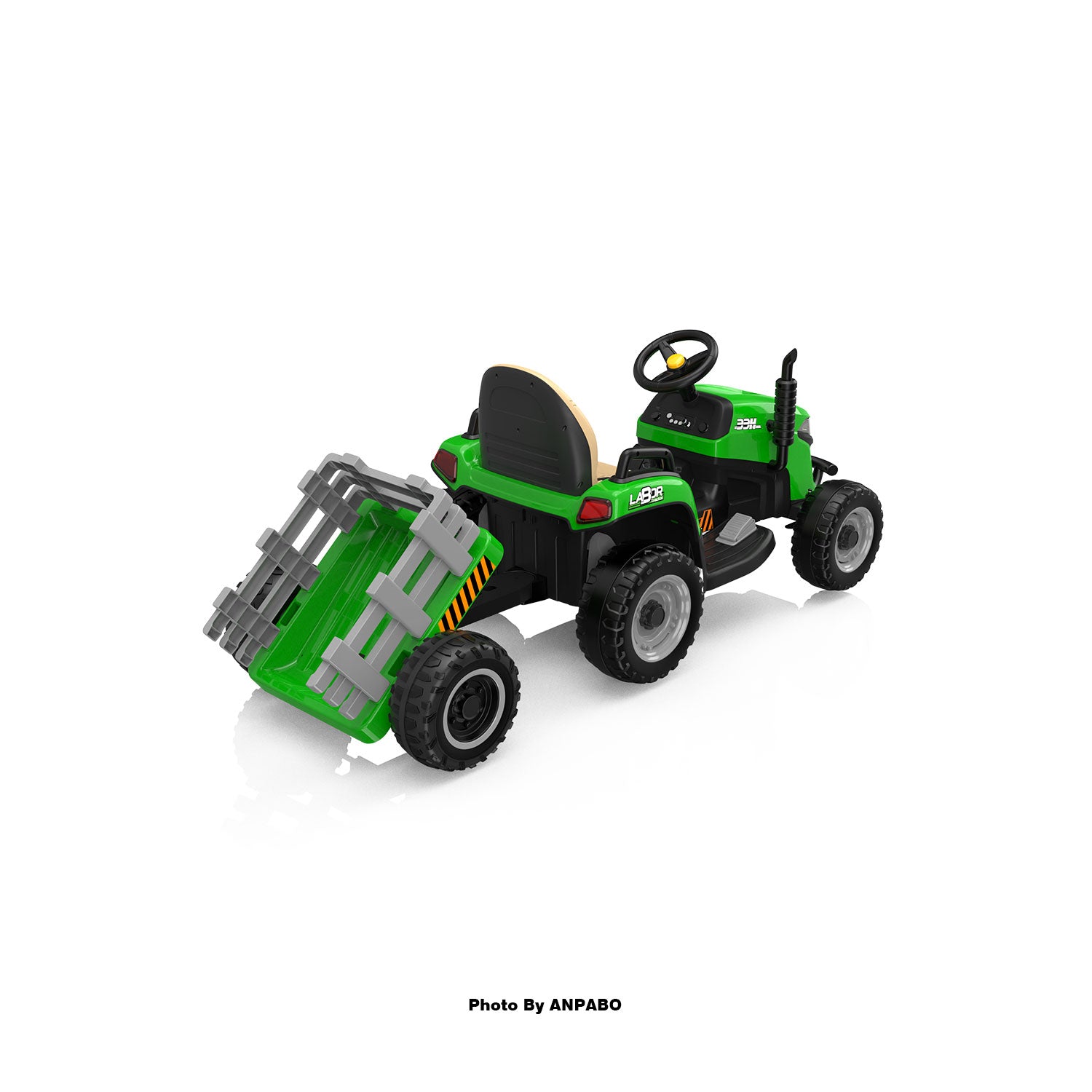 ANPABO 24V Kids Ride-On Tractor with Trailer-green