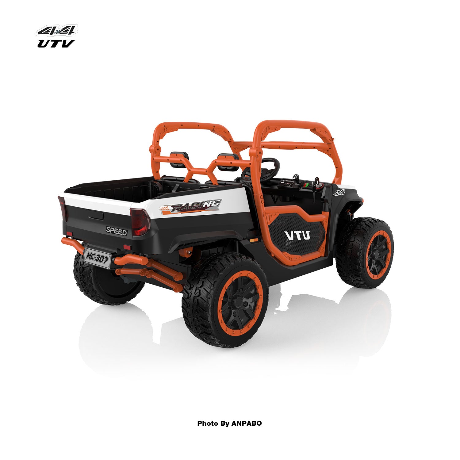 24V All-in-One Utility Ride-On: 4WD Dump Truck & Off-Road UTV with Remote (2-Seater)-orange