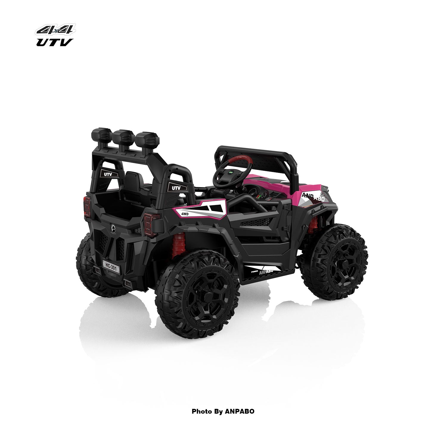 24V APBODirect Terrain Ride-On Buggy with Remote-Max-R 24V 4WD UTV -rose red