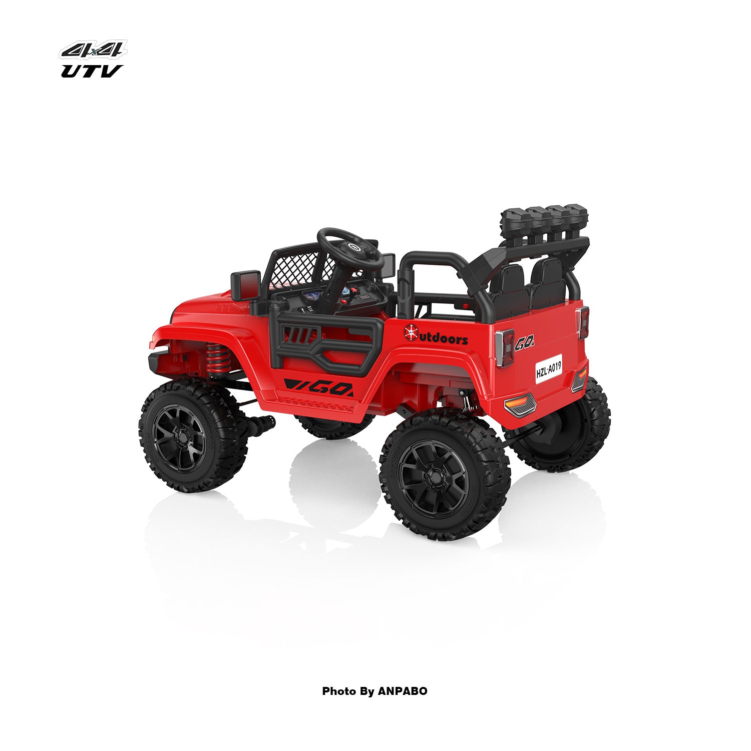 ANPABO 24V UTV Two Seater Jeeps & Trucks With Remote/Bluetooth-red