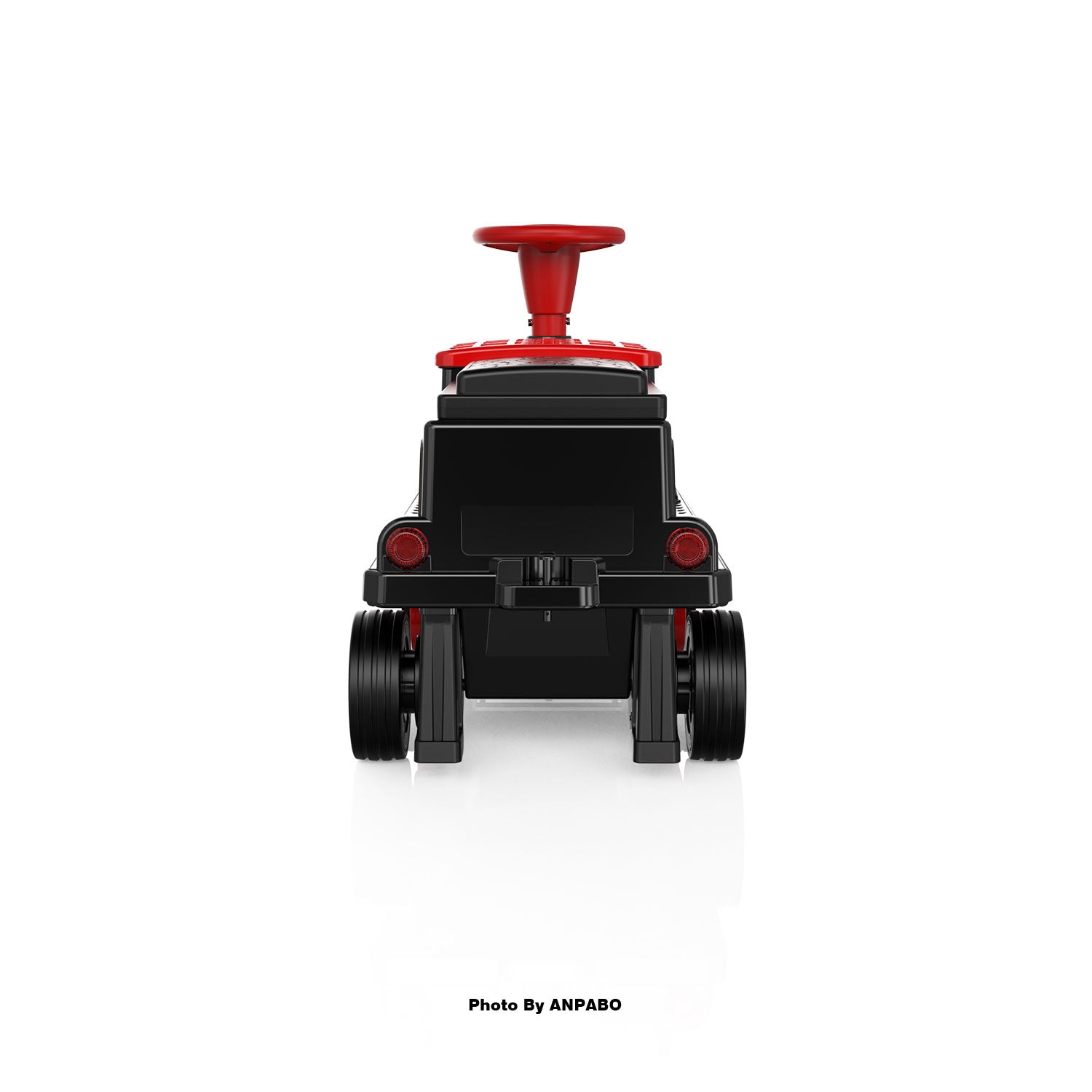 ANPABO 12V Kids Ride-On Train Locomotive–Trackless,2-Seater,Rubber Tires-red