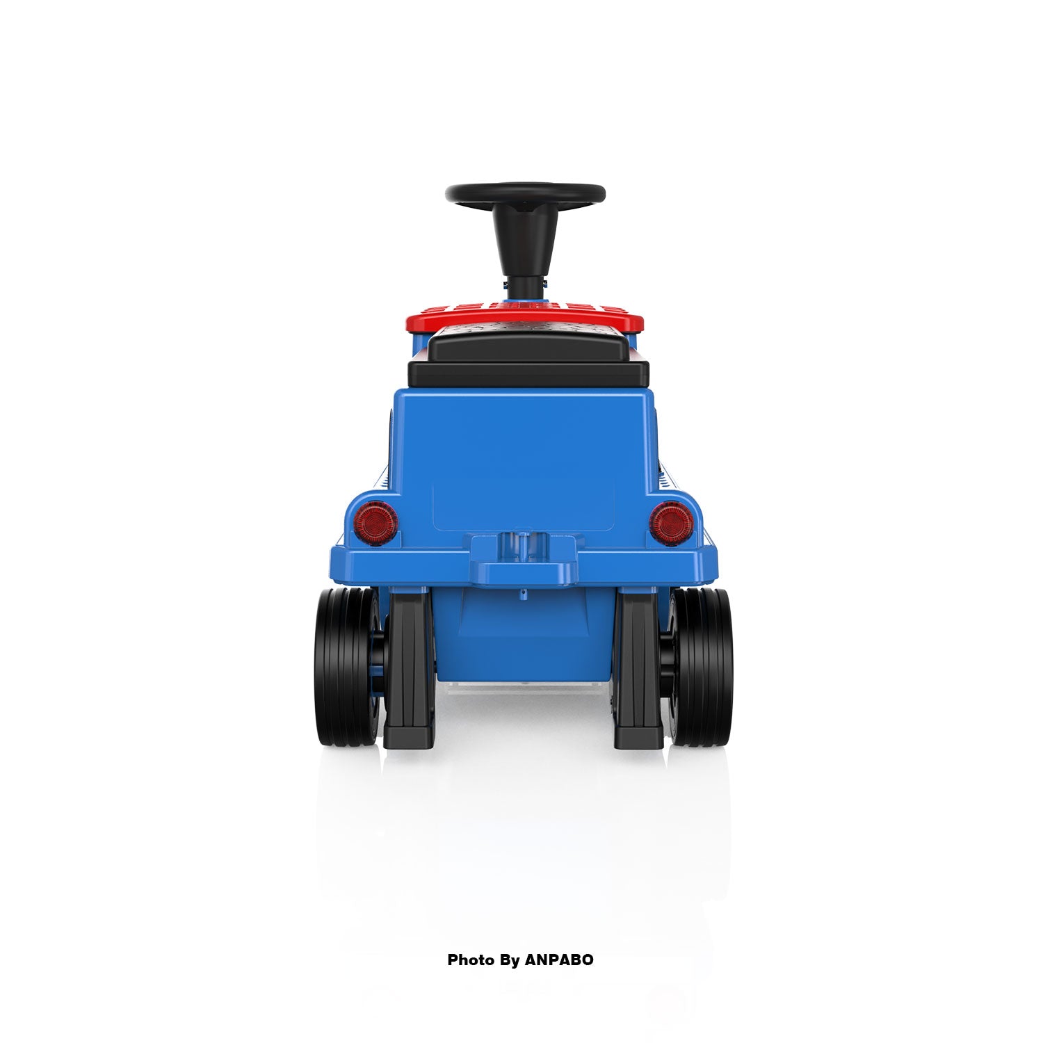 ANPABO 12V Kids Ride-On Train Locomotive–Trackless,2-Seater,Rubber Tires-blue