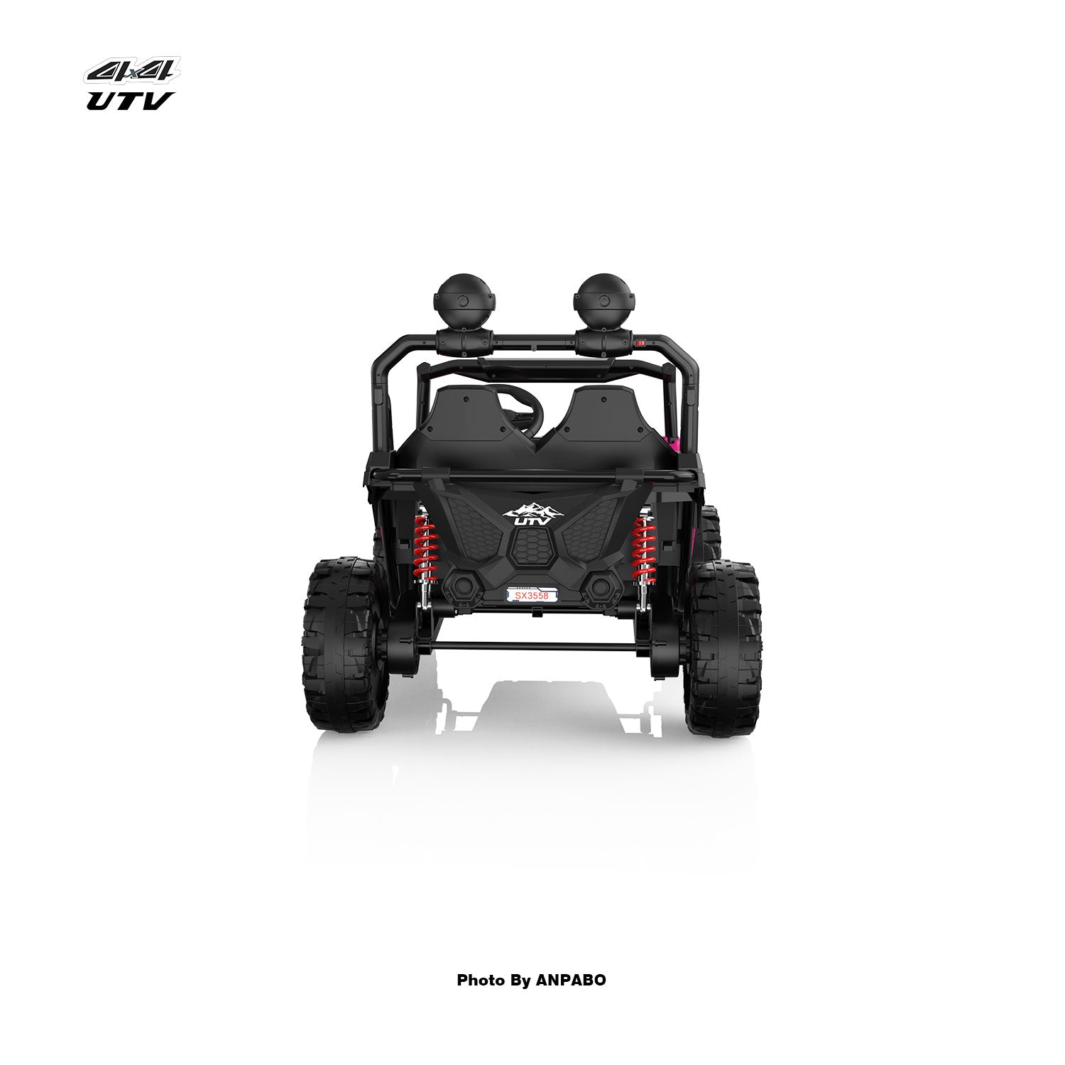 24V APBODirect Terrain Ride-On Buggy-UTV with Remote-Rose Red