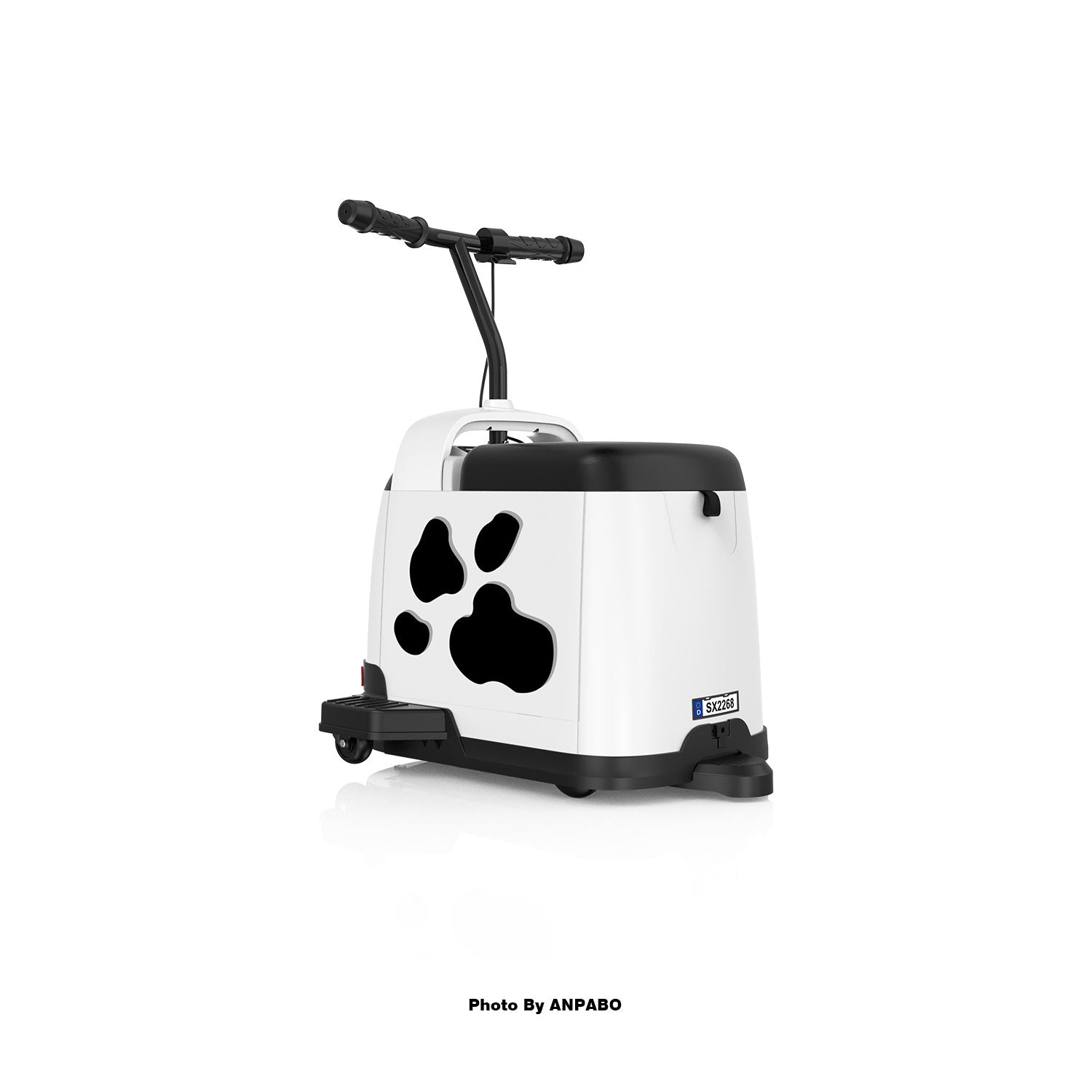 ANPABO 12V Kids Ride On Car with Lights & Music-white-cow