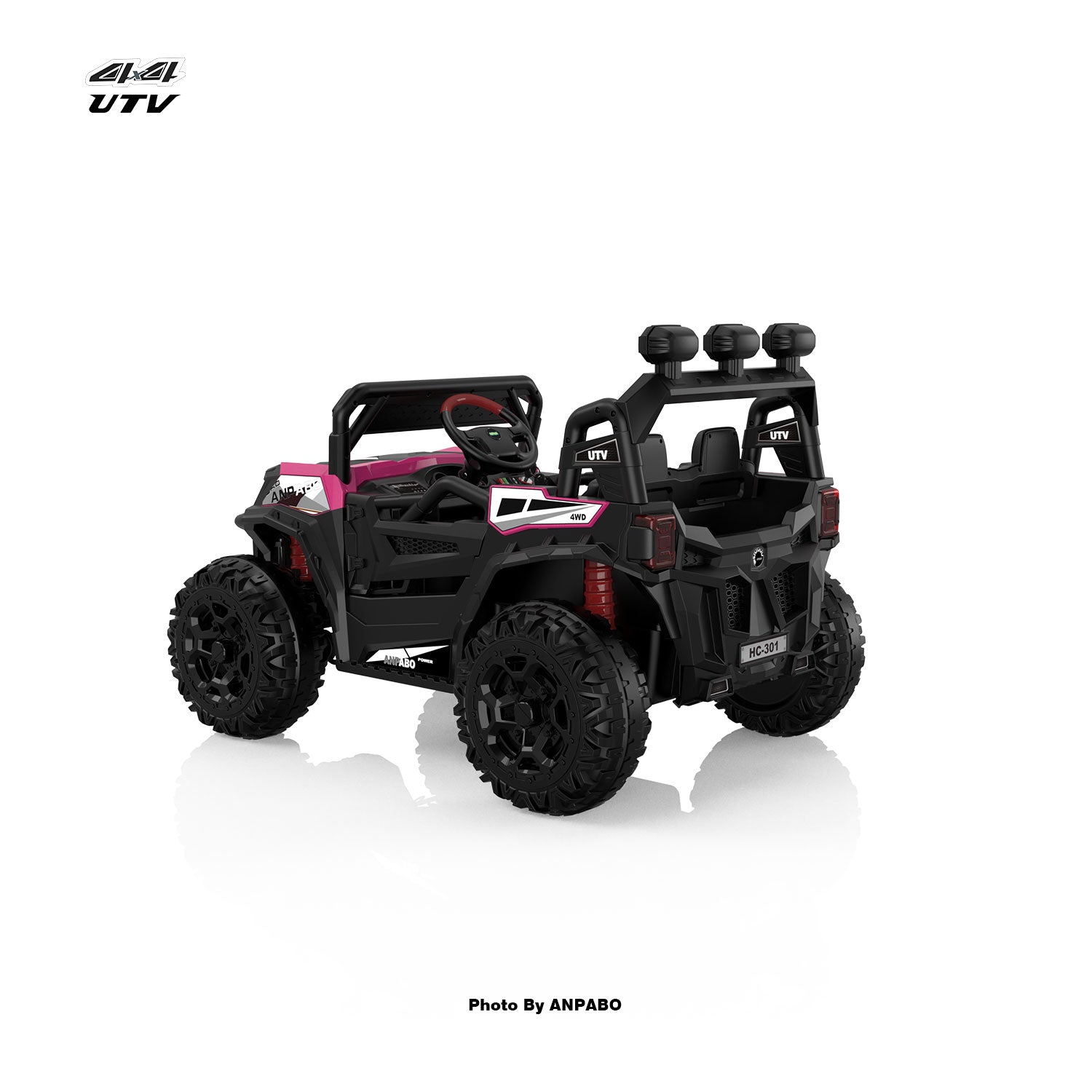24V APBODirect Terrain Ride-On Buggy with Remote-Max-R 24V 4WD UTV -rose red