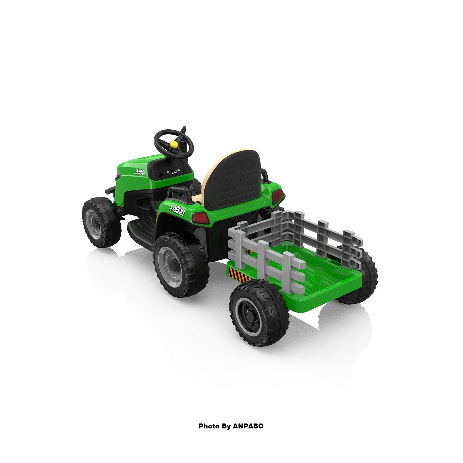 ANPABO 24V Kids Ride-On Tractor with Trailer-green
