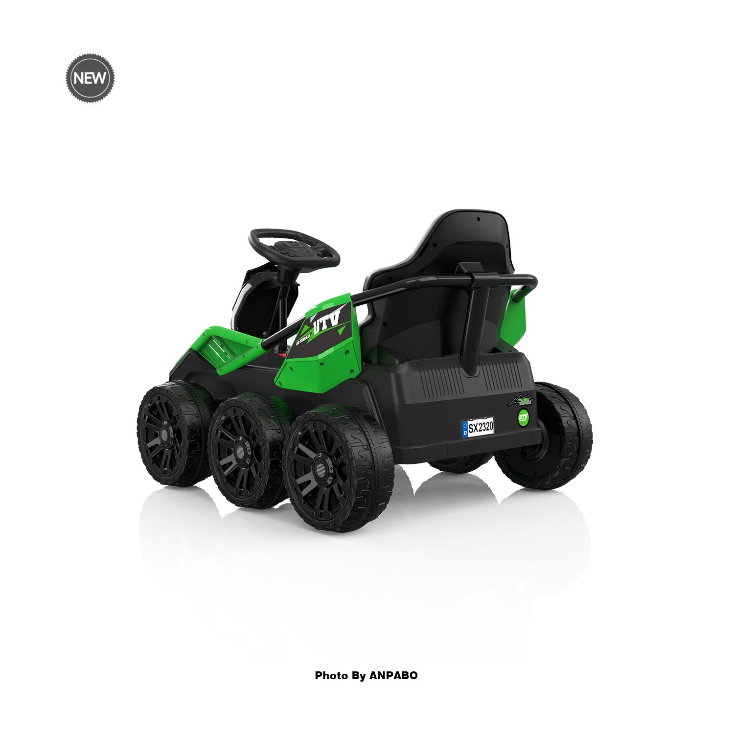 24V Kids Ride-On: 4WD, 17" Seat, Remote, Bluetooth Music, 5MPH-green