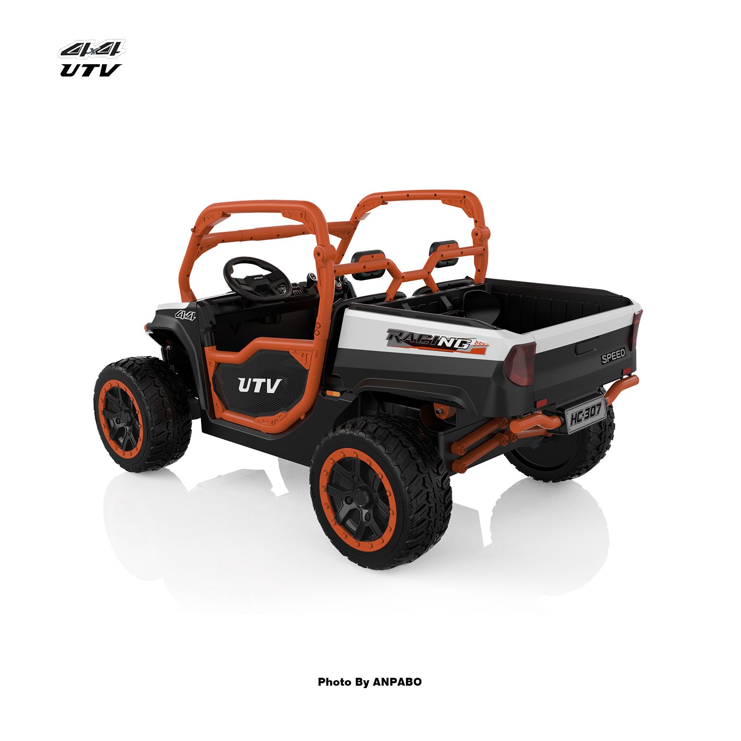 24V All-in-One Utility Ride-On: 4WD Dump Truck & Off-Road UTV with Remote (2-Seater)-orange