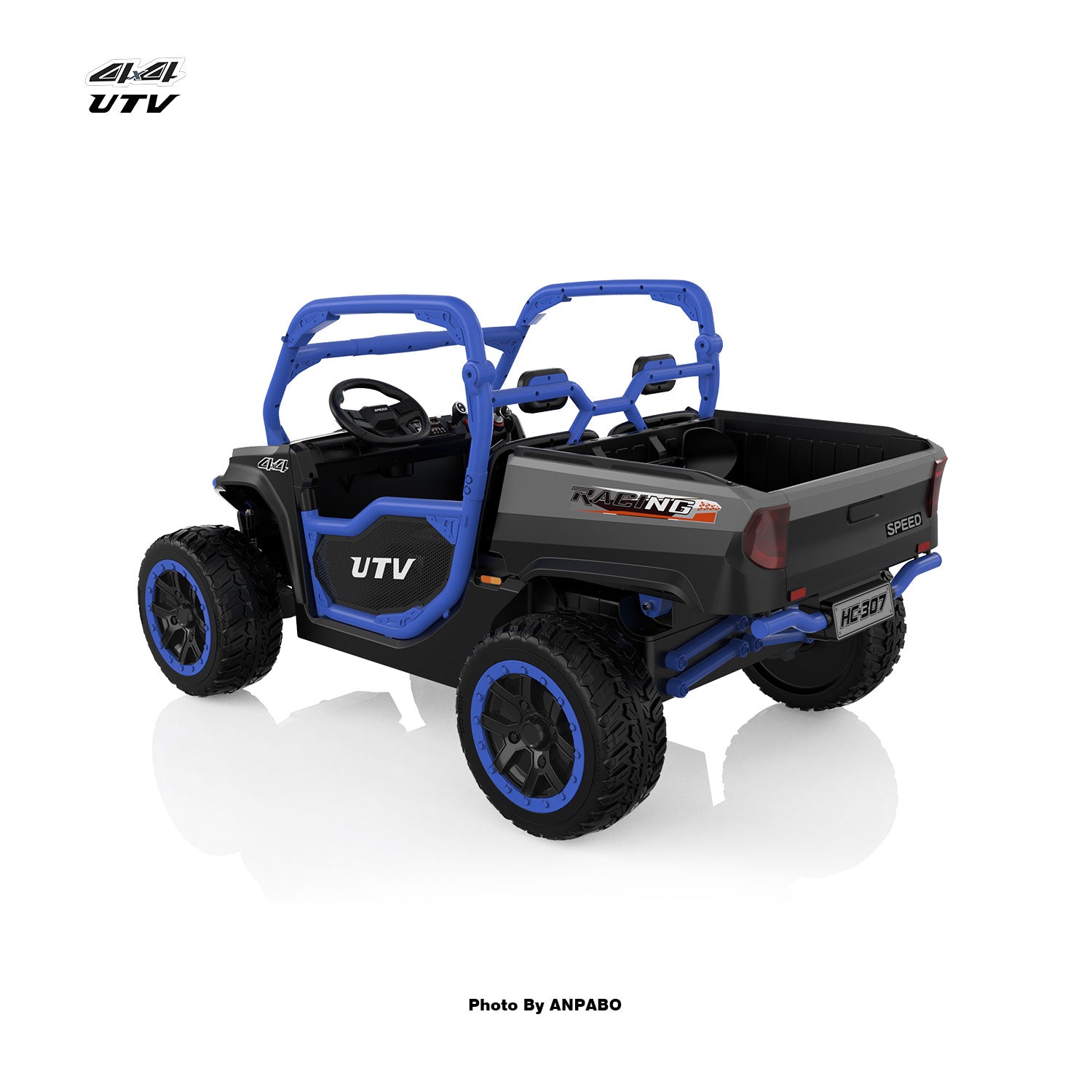 24V All-in-One Utility Ride-On: 4WD Dump Truck & Off-Road UTV with Remote (2-Seater)-blue