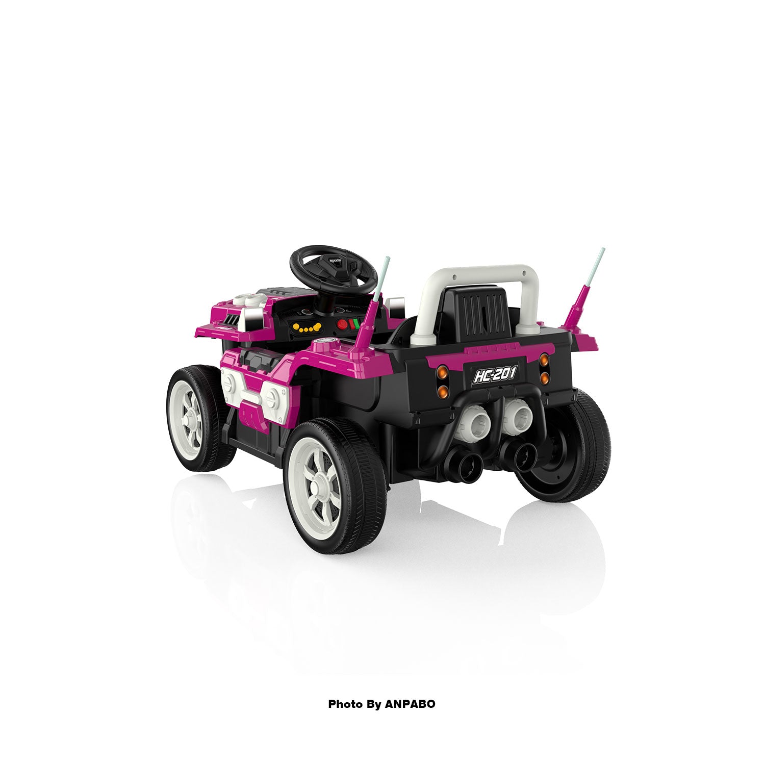 ANPABO Blue 12V Ride-On Car for Ages 2-5 RC, Music, Safety Features-rose red