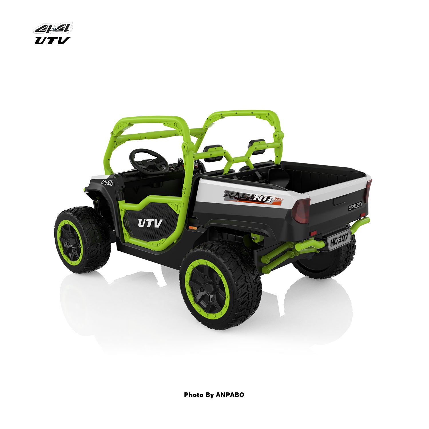 24V All-in-One Utility Ride-On: 4WD Dump Truck & Off-Road UTV with Remote (2-Seater)-green