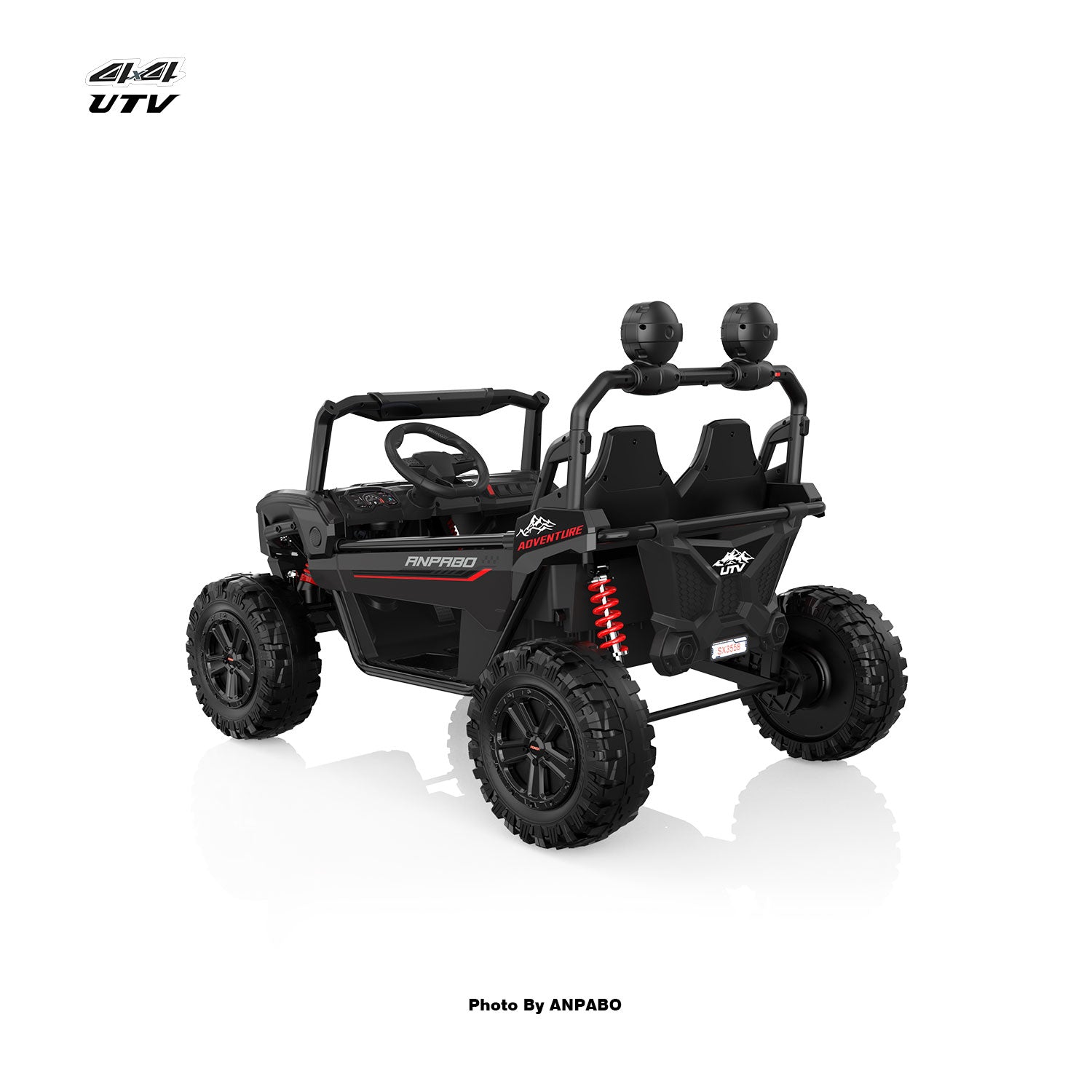24V APBODirect Terrain Ride-On Buggy-UTV with Remote-black
