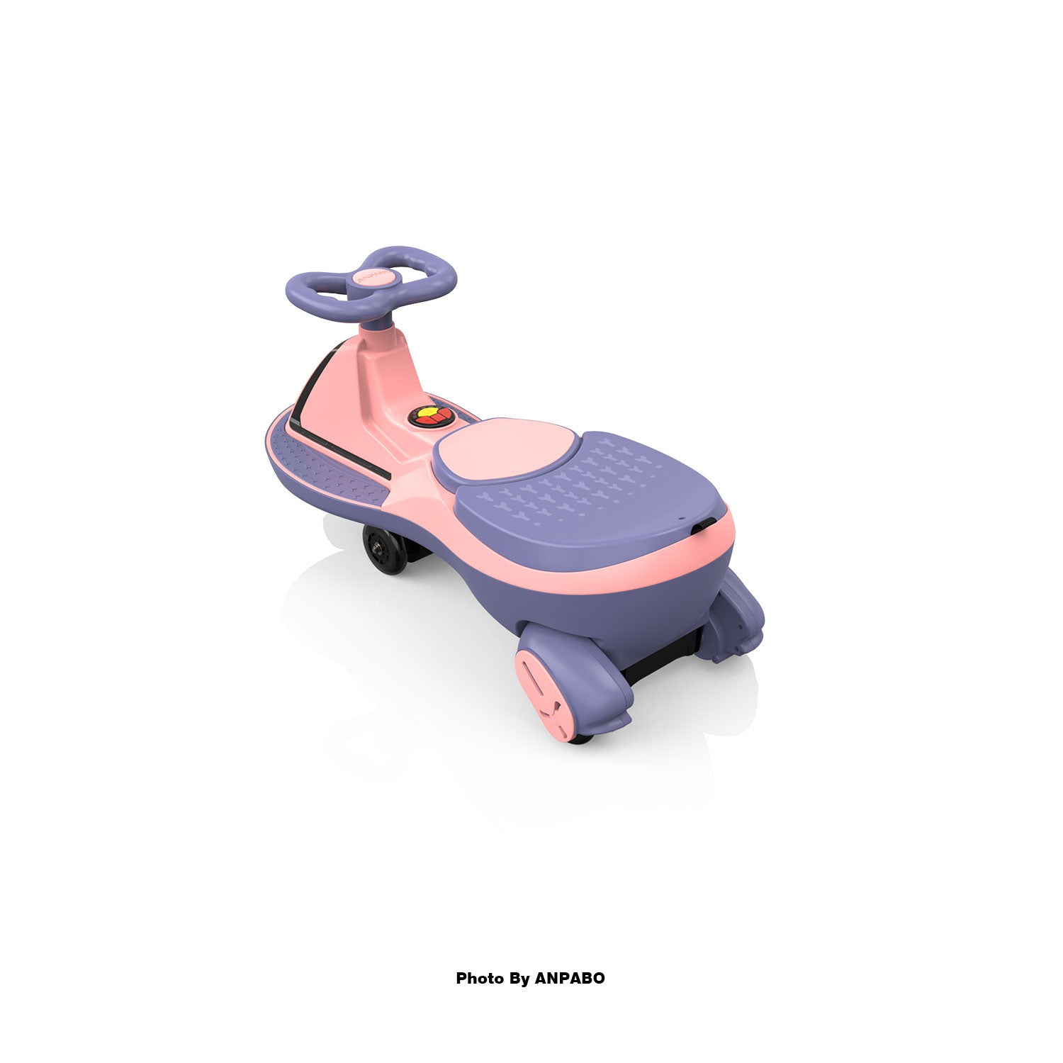 ANPABO 12V Electric Wiggle Car for Kids with LED Screen-Lights & Music-pink