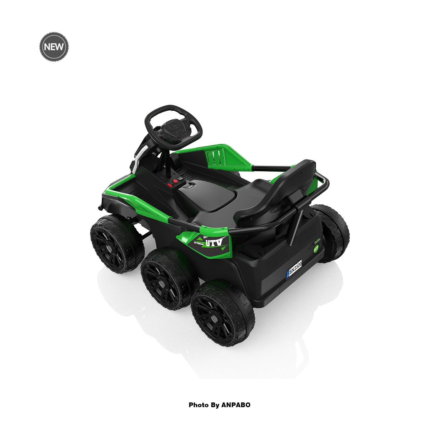 24V Kids Ride-On: 4WD, 17" Seat, Remote, Bluetooth Music, 5MPH-green