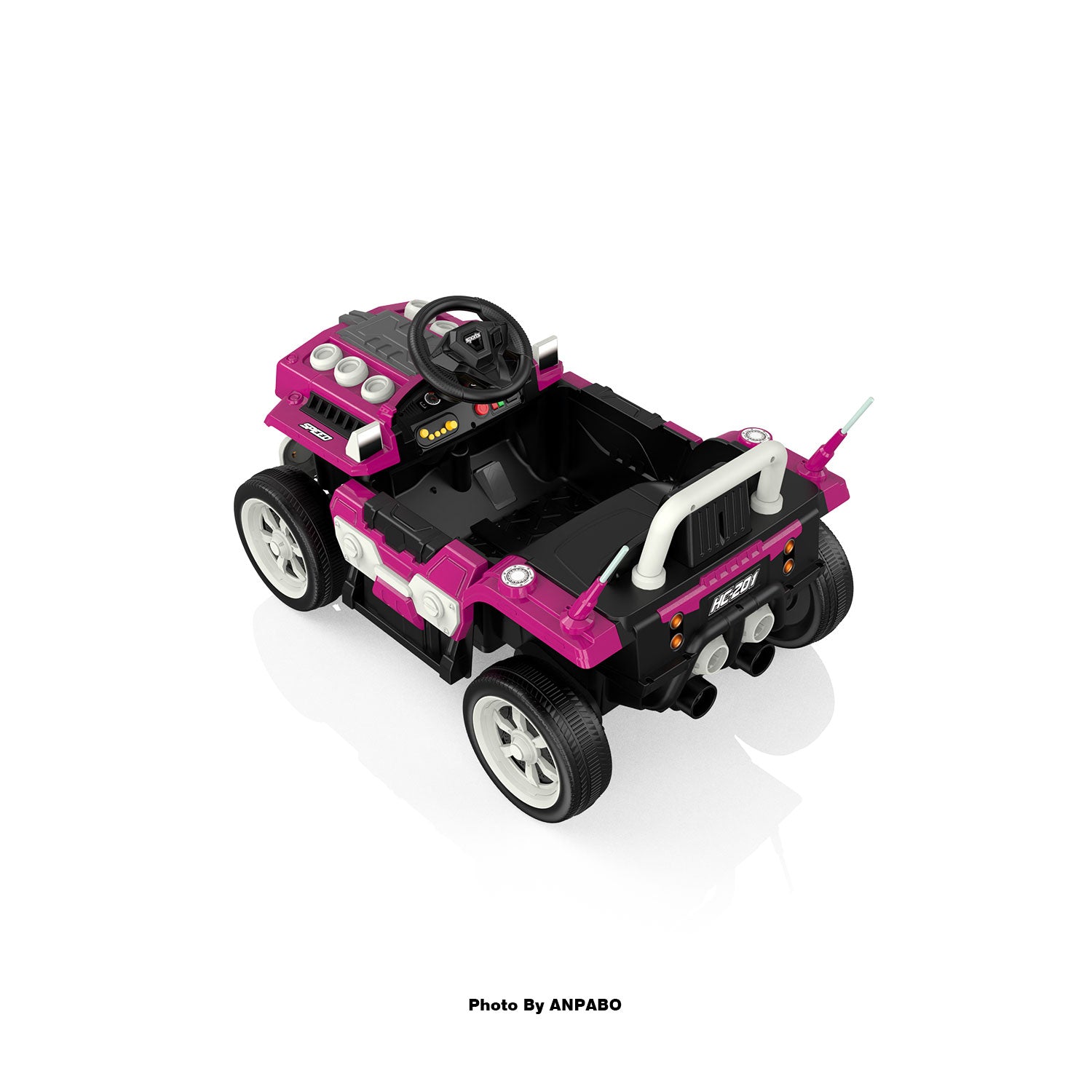 ANPABO Blue 12V Ride-On Car for Ages 2-5 RC, Music, Safety Features-rose red