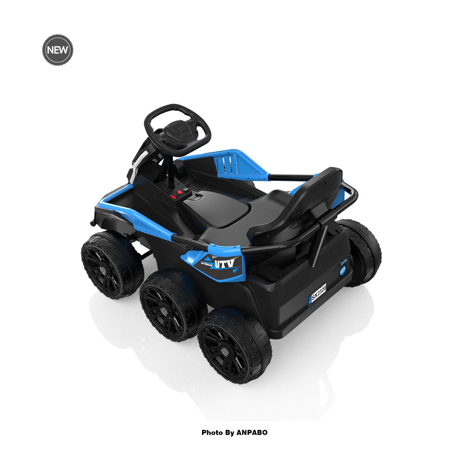 24V Kids Ride-On: 4WD, 17" Seat, Remote, Bluetooth Music, 5MPH-blue