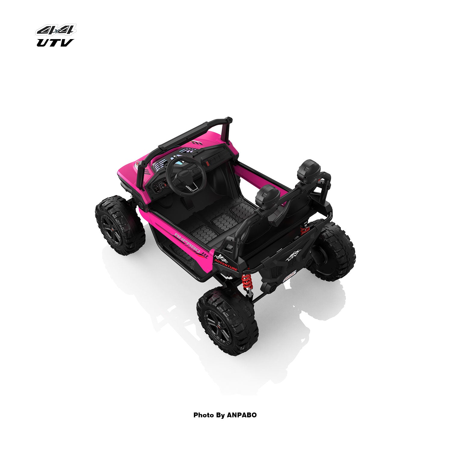 24V APBODirect Terrain Ride-On Buggy-UTV with Remote-Rose Red