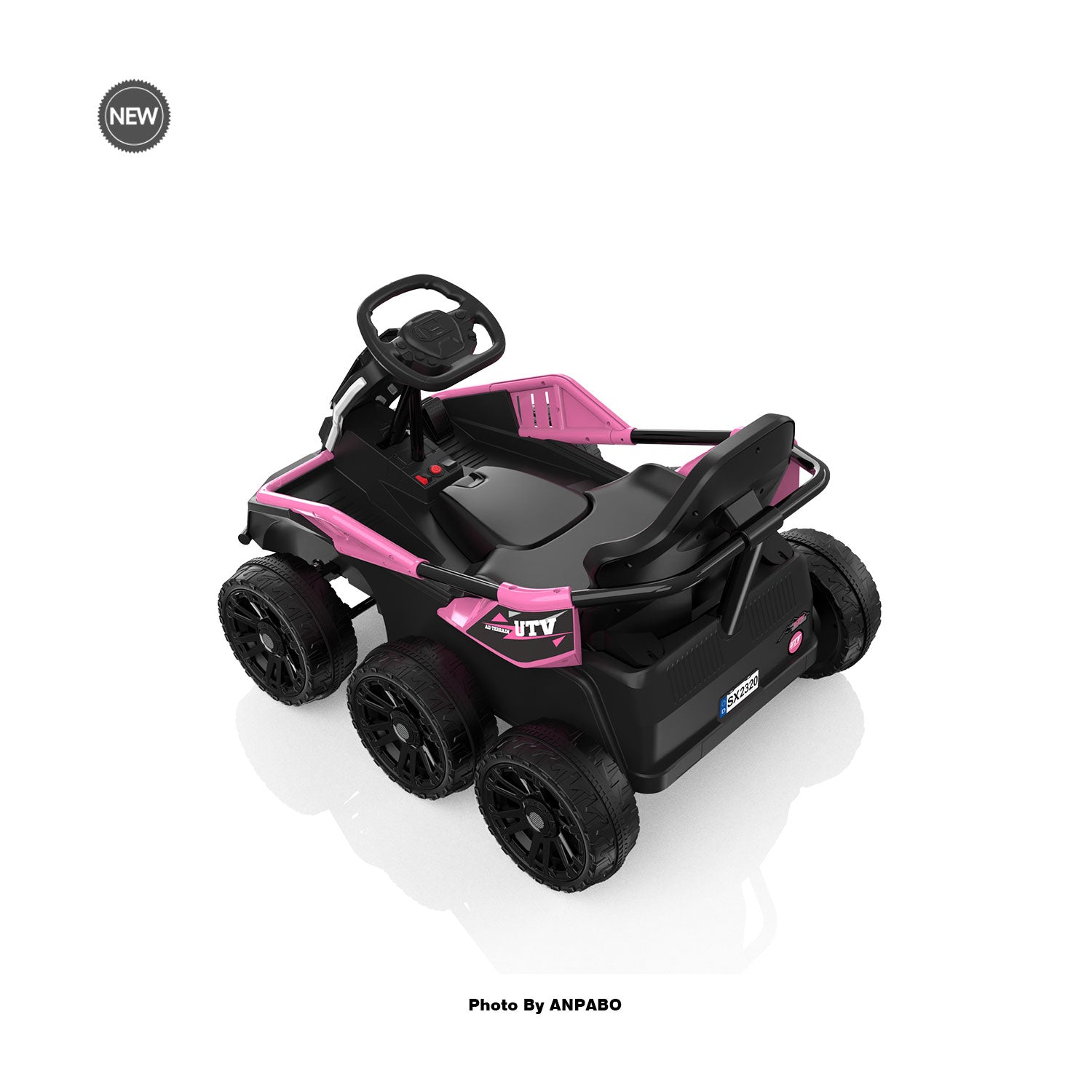 24V Kids Ride-On: 4WD, 17" Seat, Remote, Bluetooth Music, 5MPH-pink