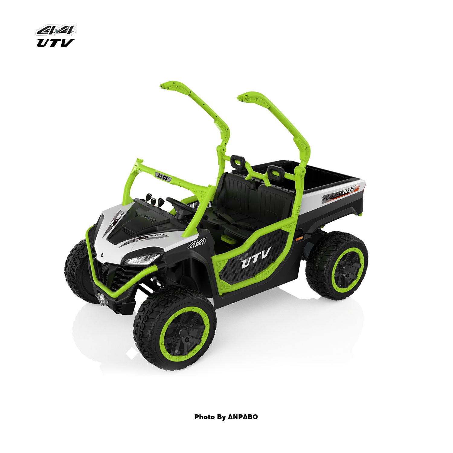 24V All-in-One Utility Ride-On: 4WD Dump Truck & Off-Road UTV with Remote (2-Seater)-green