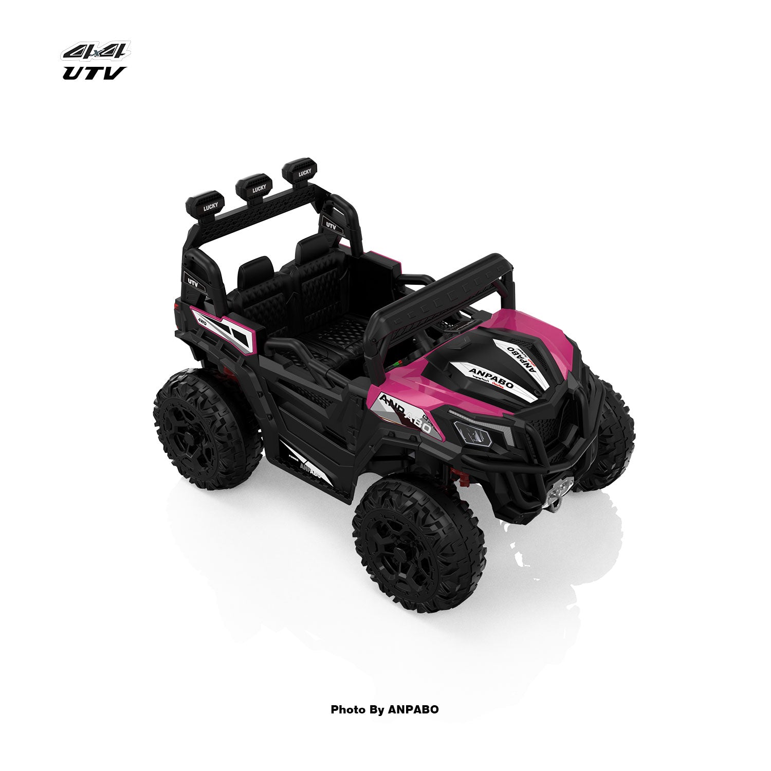 24V APBODirect Terrain Ride-On Buggy with Remote-Max-R 24V 4WD UTV -rose red