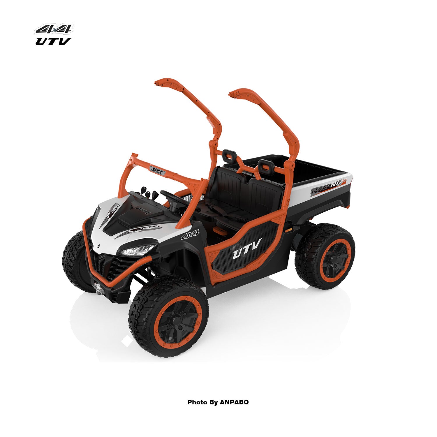 24V All-in-One Utility Ride-On: 4WD Dump Truck & Off-Road UTV with Remote (2-Seater)-orange