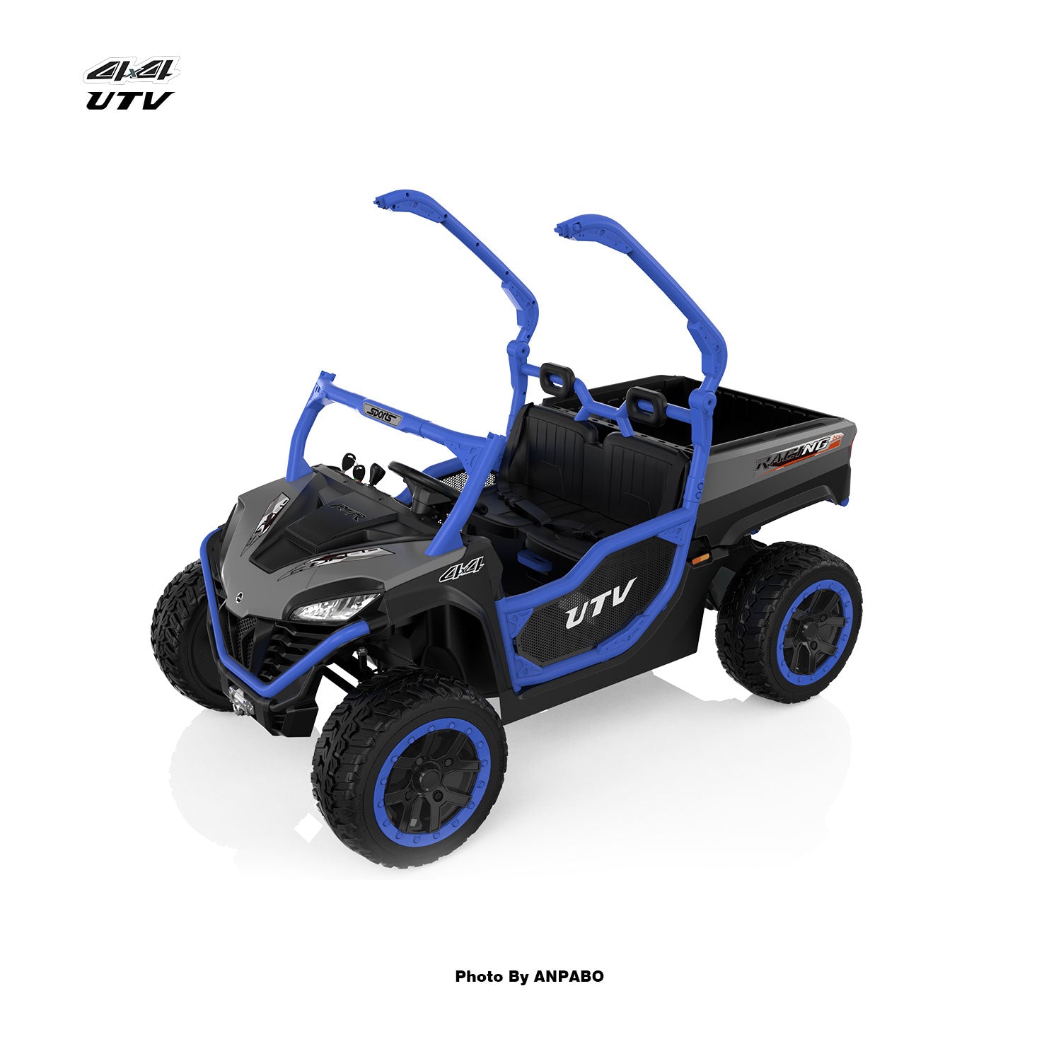 24V All-in-One Utility Ride-On: 4WD Dump Truck & Off-Road UTV with Remote (2-Seater)-blue