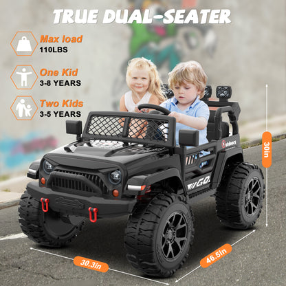 ANPABO 24 Volt 4WD Truck Two Seater With Parent Remote Control And Bluetooth Music Player 3-8 Years Old