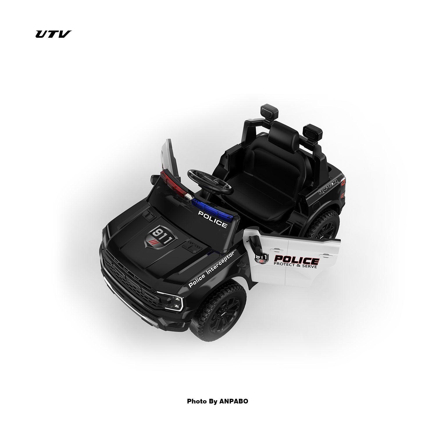 Official Licensed Ford Raptor Police Interceptor Ride-On Truck|12V with Siren, Lights & Parental Remote