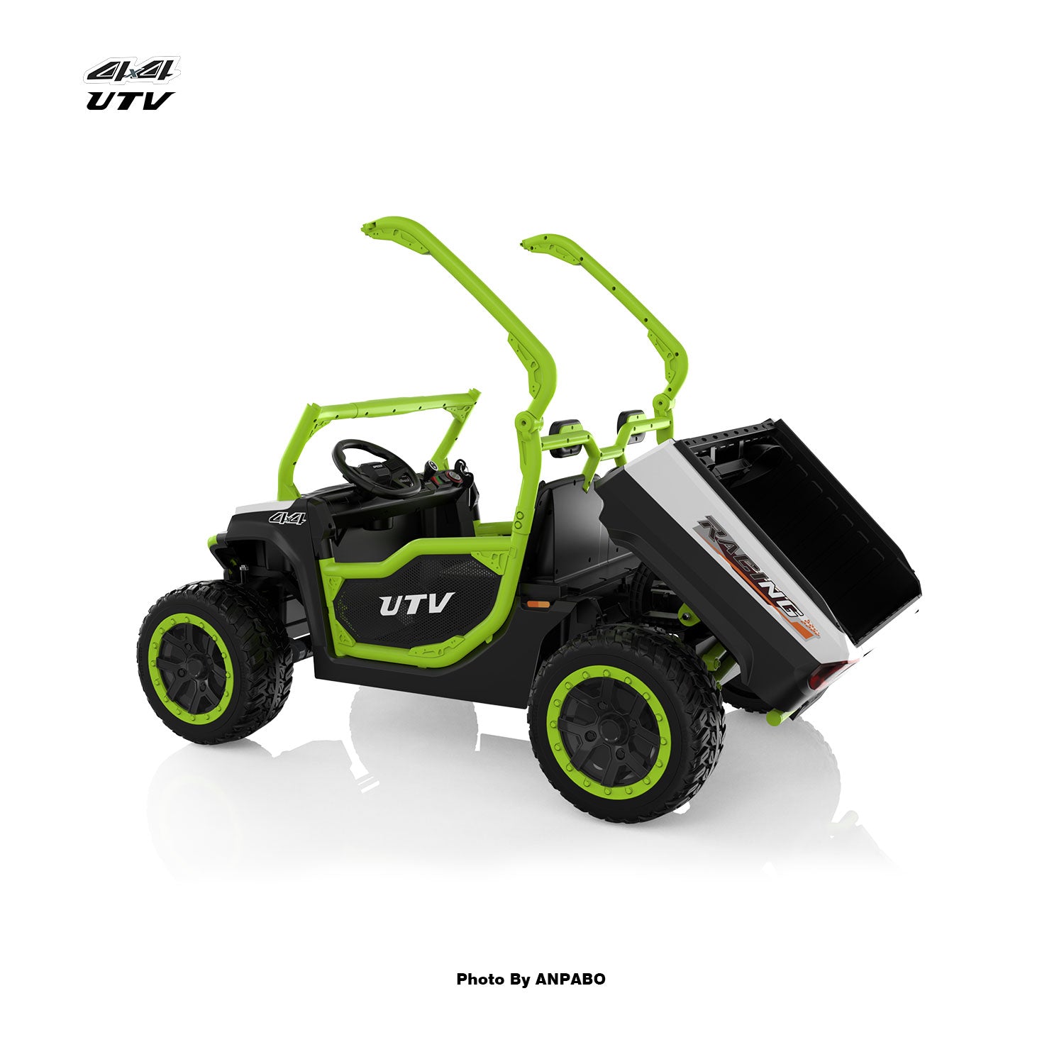 24V All-in-One Utility Ride-On: 4WD Dump Truck & Off-Road UTV with Remote (2-Seater)-green