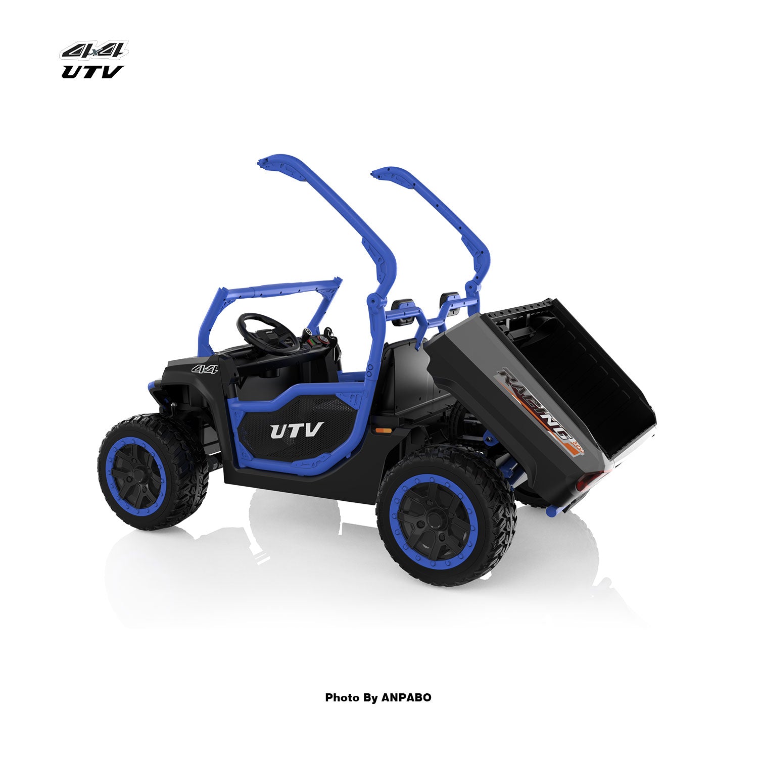 24V All-in-One Utility Ride-On: 4WD Dump Truck & Off-Road UTV with Remote (2-Seater)-blue