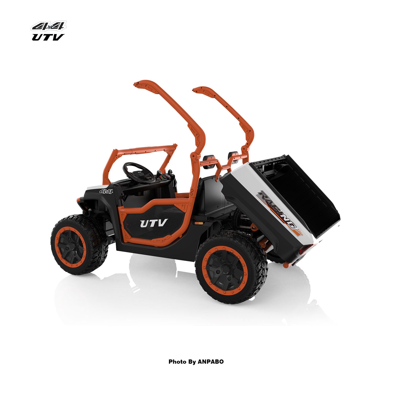 24V All-in-One Utility Ride-On: 4WD Dump Truck & Off-Road UTV with Remote (2-Seater)-orange