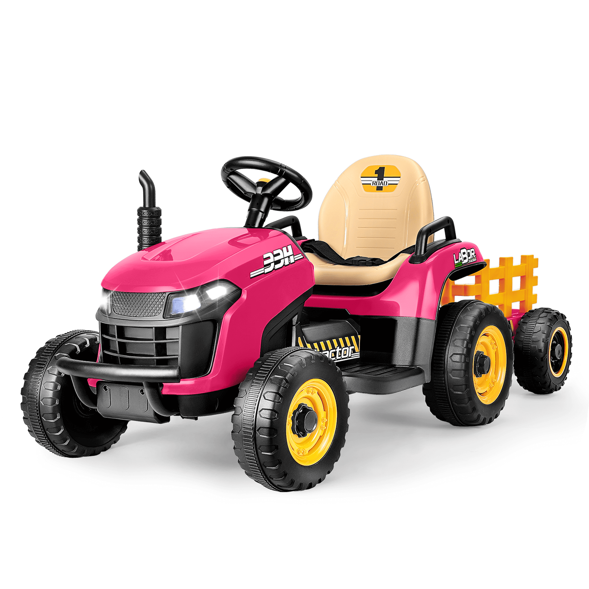 ANPABO 12V Tractor With Remote/Bluetooth, Titleable Trailer Included