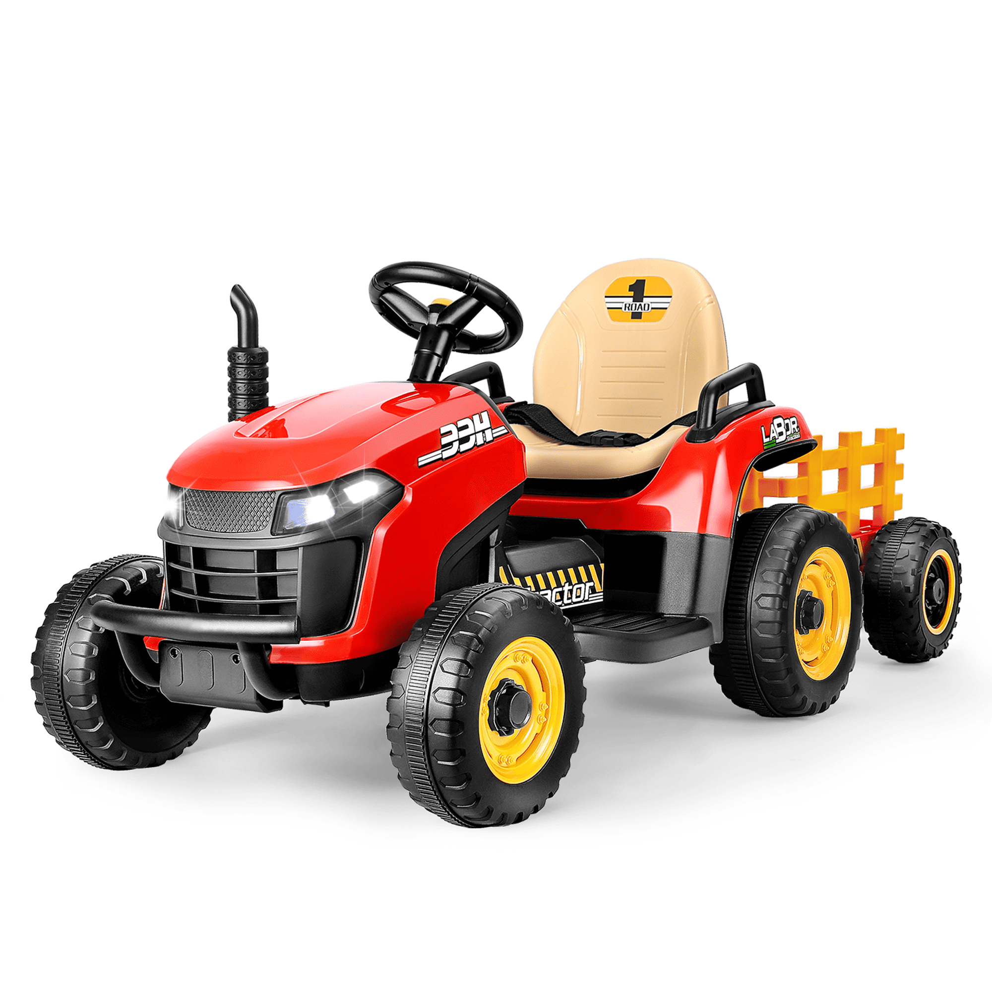 ANPABO 12V Tractor With Remote/Bluetooth, Titleable Trailer Included