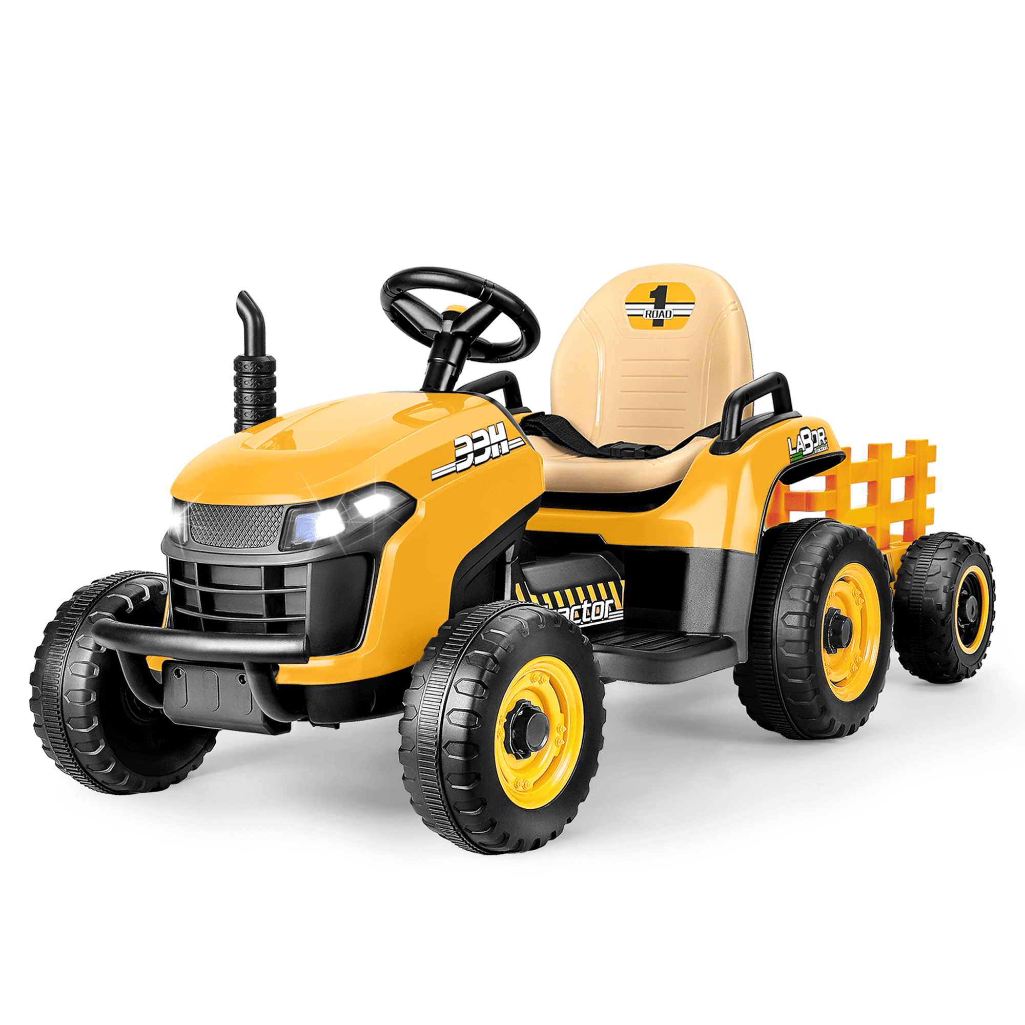 ANPABO 12V Tractor With Remote/Bluetooth, Titleable Trailer Included