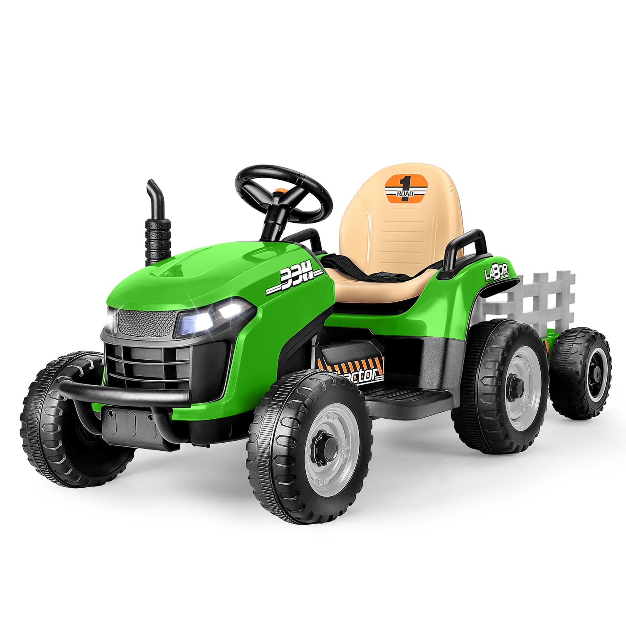 ANPABO 12V Tractor With Remote/Bluetooth, Titleable Trailer Included