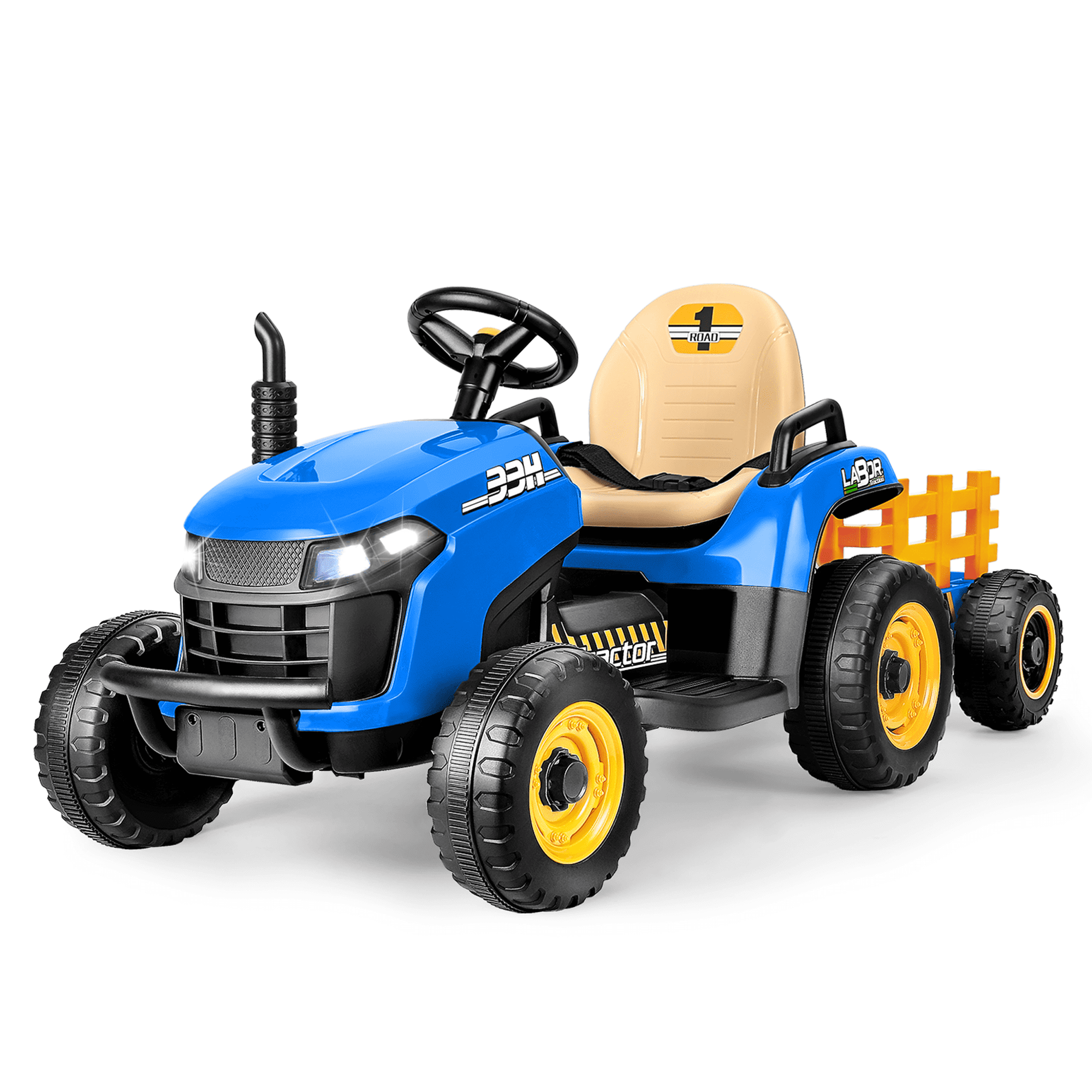 ANPABO 12V Tractor With Remote/Bluetooth, Titleable Trailer Included